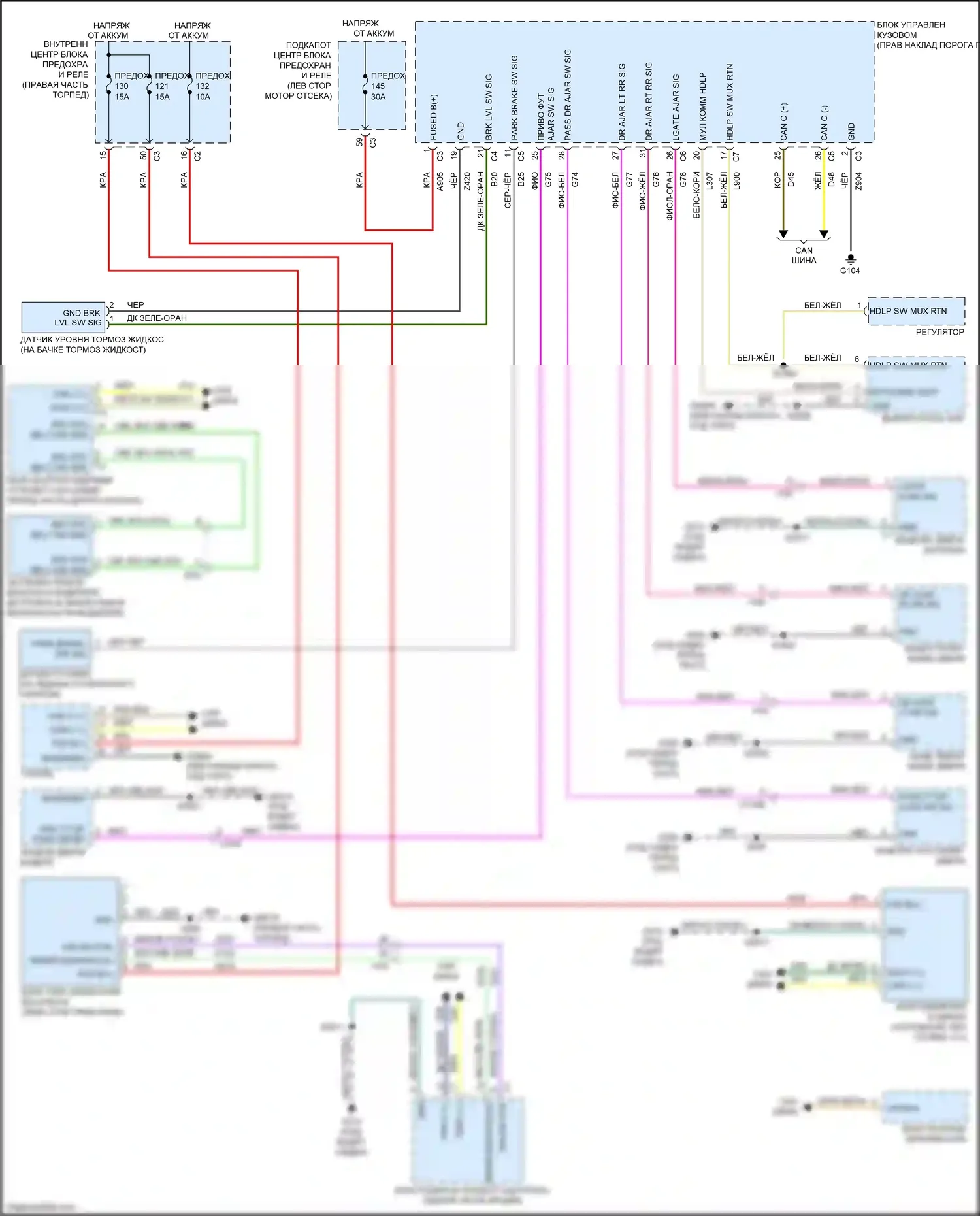 Journey Dodge I рестайлинг (2011-2020): Электросхема помощников водителя 