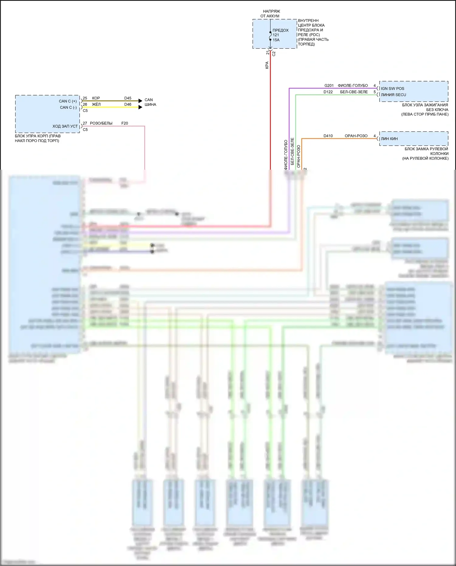 Journey Dodge I рестайлинг (2011-2020): Электросхема пассивного ввода 