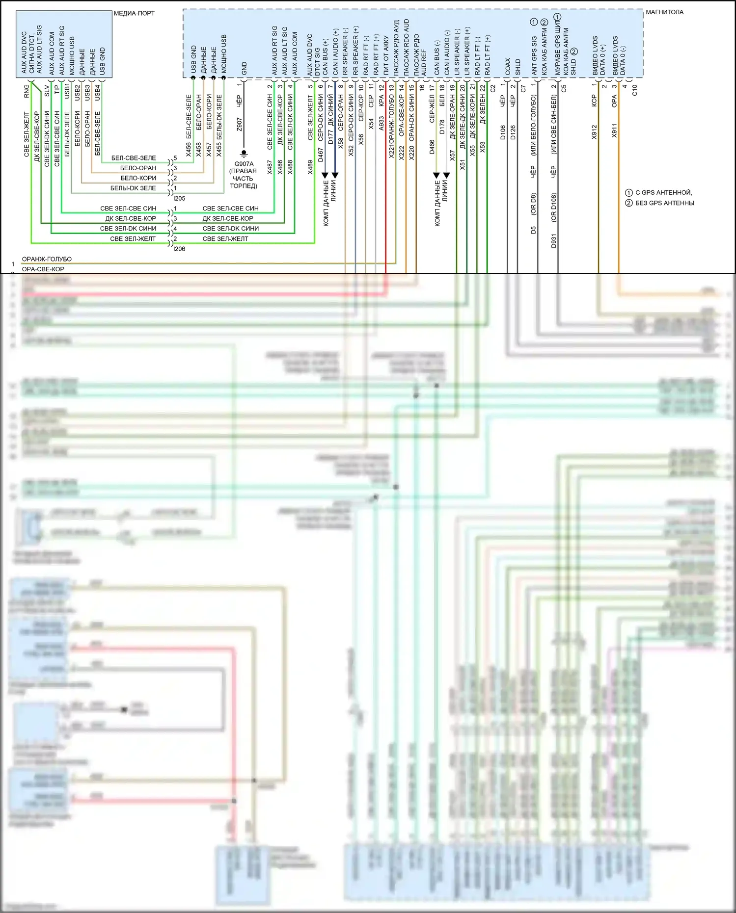 Journey Dodge I рестайлинг (2011-2020): Электросхема навигации (2 из 4) 