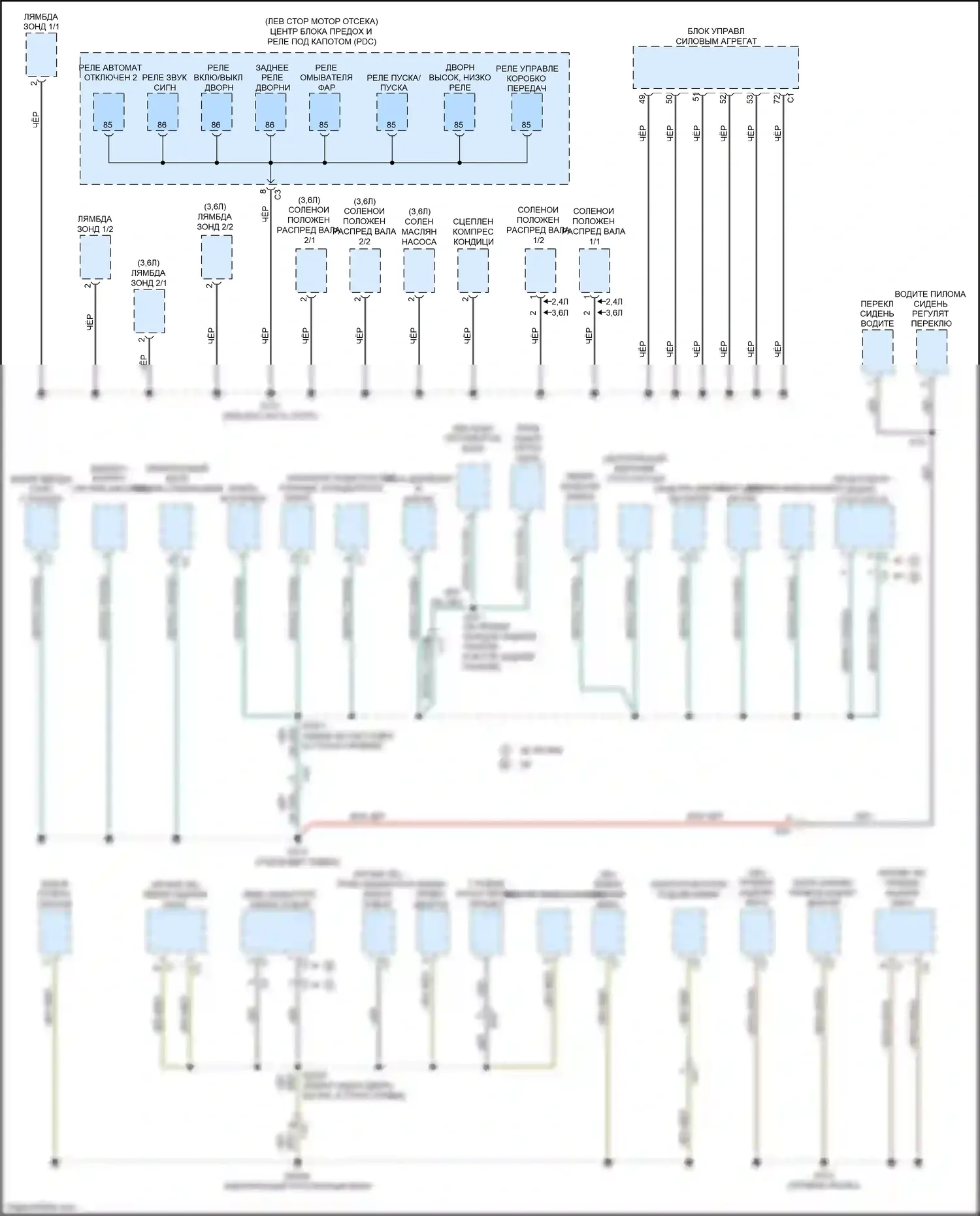 Journey Dodge I рестайлинг (2011-2020): Электросхема точек подключения масс (3 из 3) 