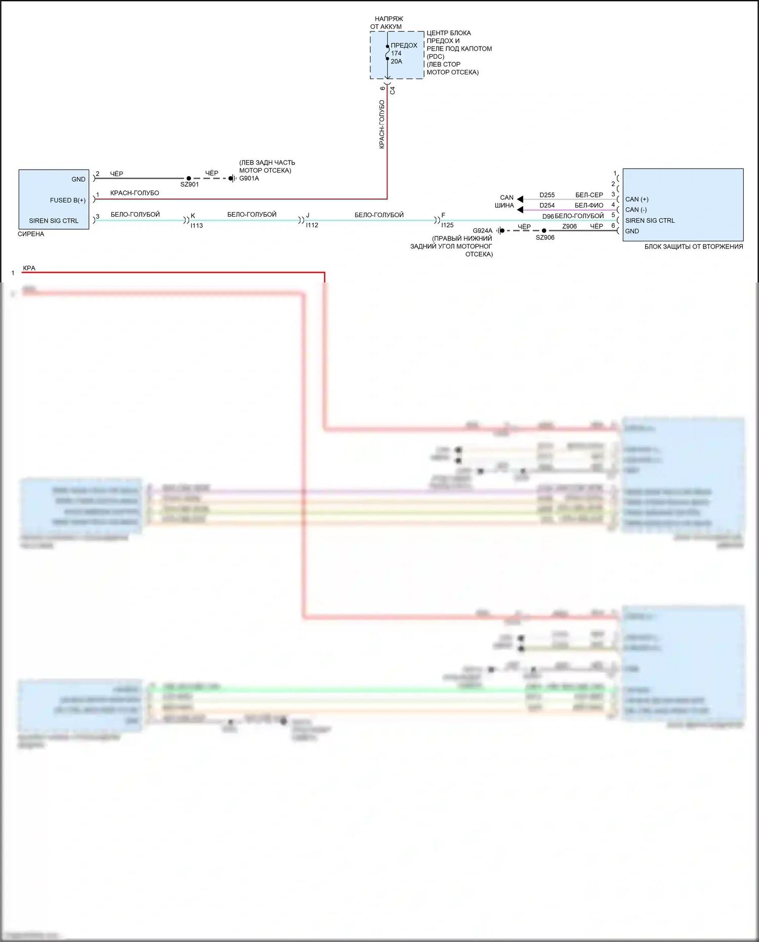 Journey Dodge I рестайлинг (2011-2020): Электросхема центрального замка (2 из 2) 