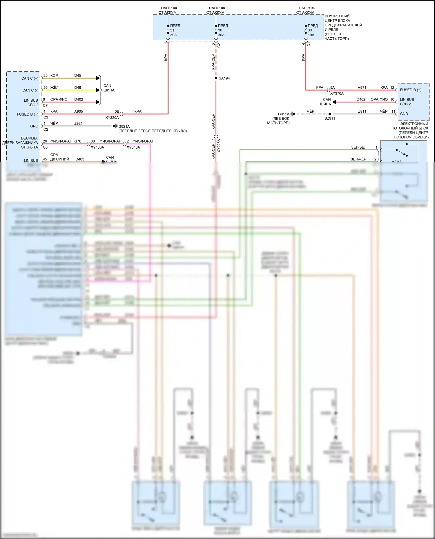 Ram Dodge V (2018-2024): Электросхема силовой двери багажника 