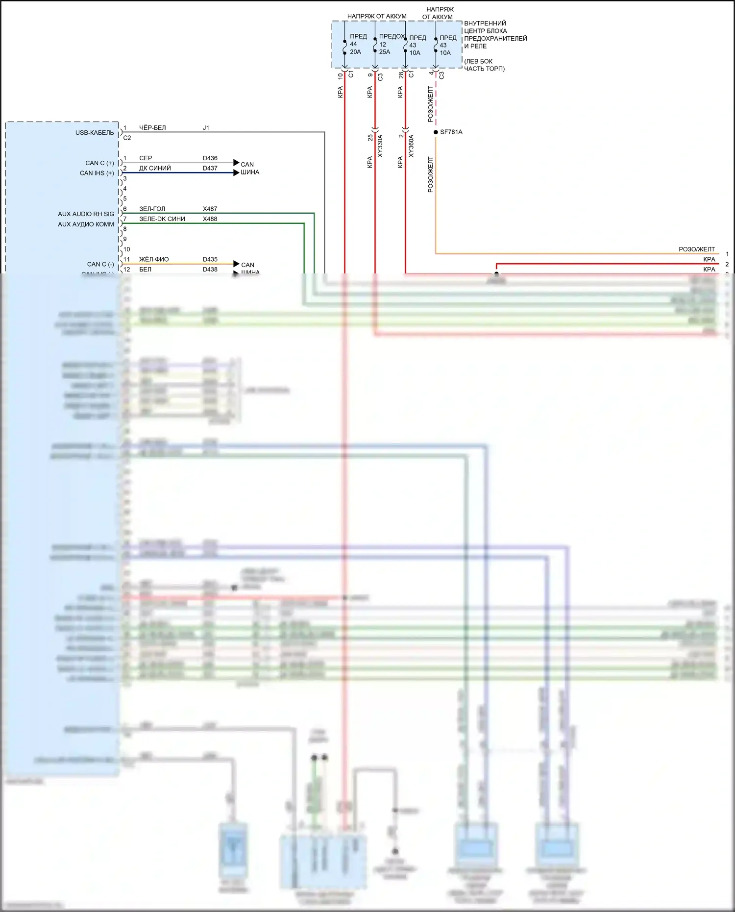 Ram Dodge V (2018-2024): Электросхема магнитолы, премиум 2 (1 из 4) 