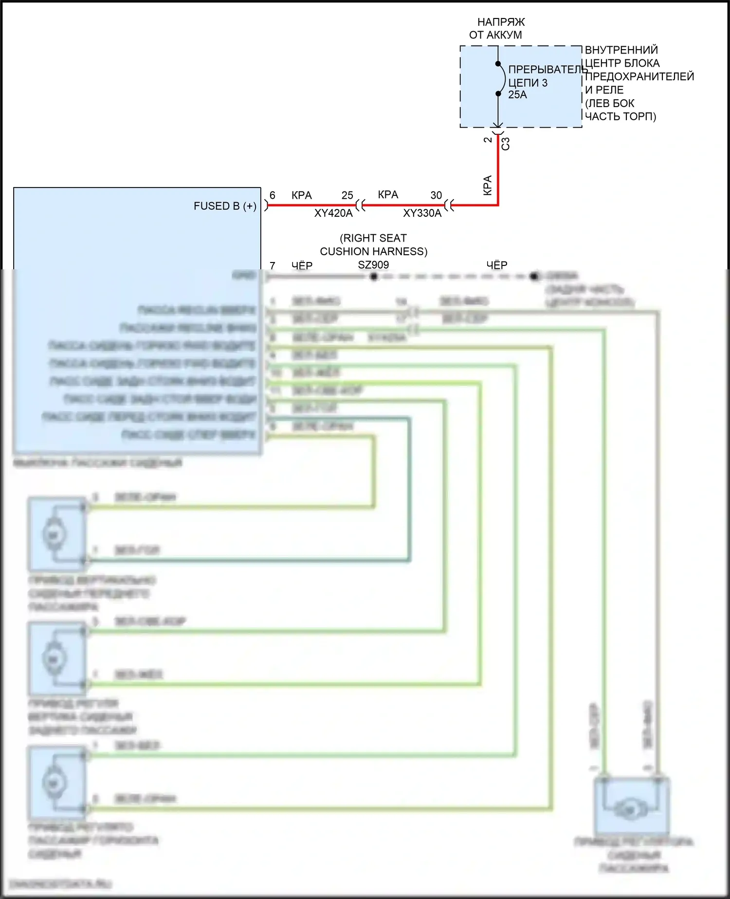 Ram Dodge V (2018-2024): Электросхема сиденья питания для пассажиров 