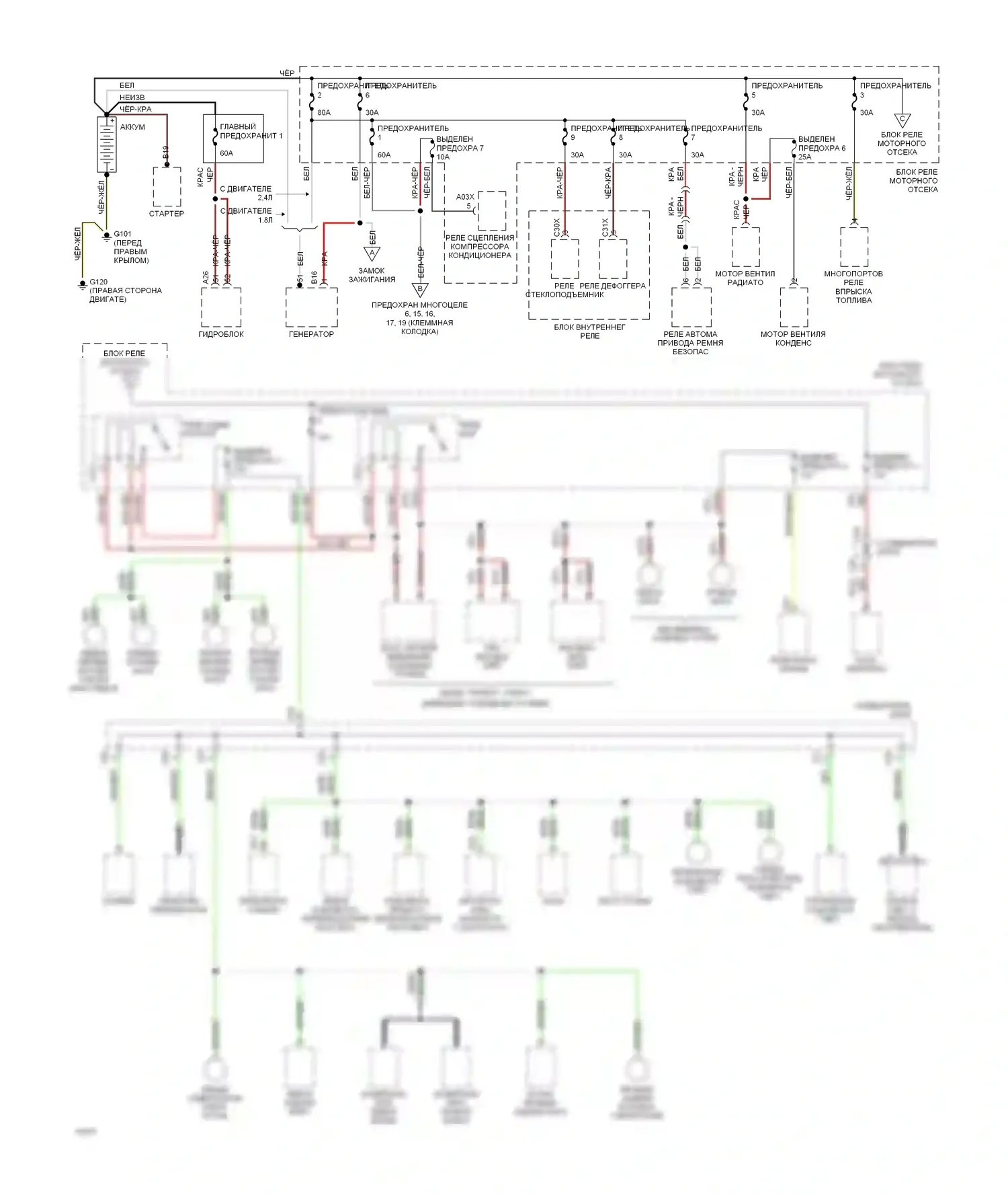 Summit Eagle I (1989-1996): Электросхема блока предохранителей реле (1 из 3) 