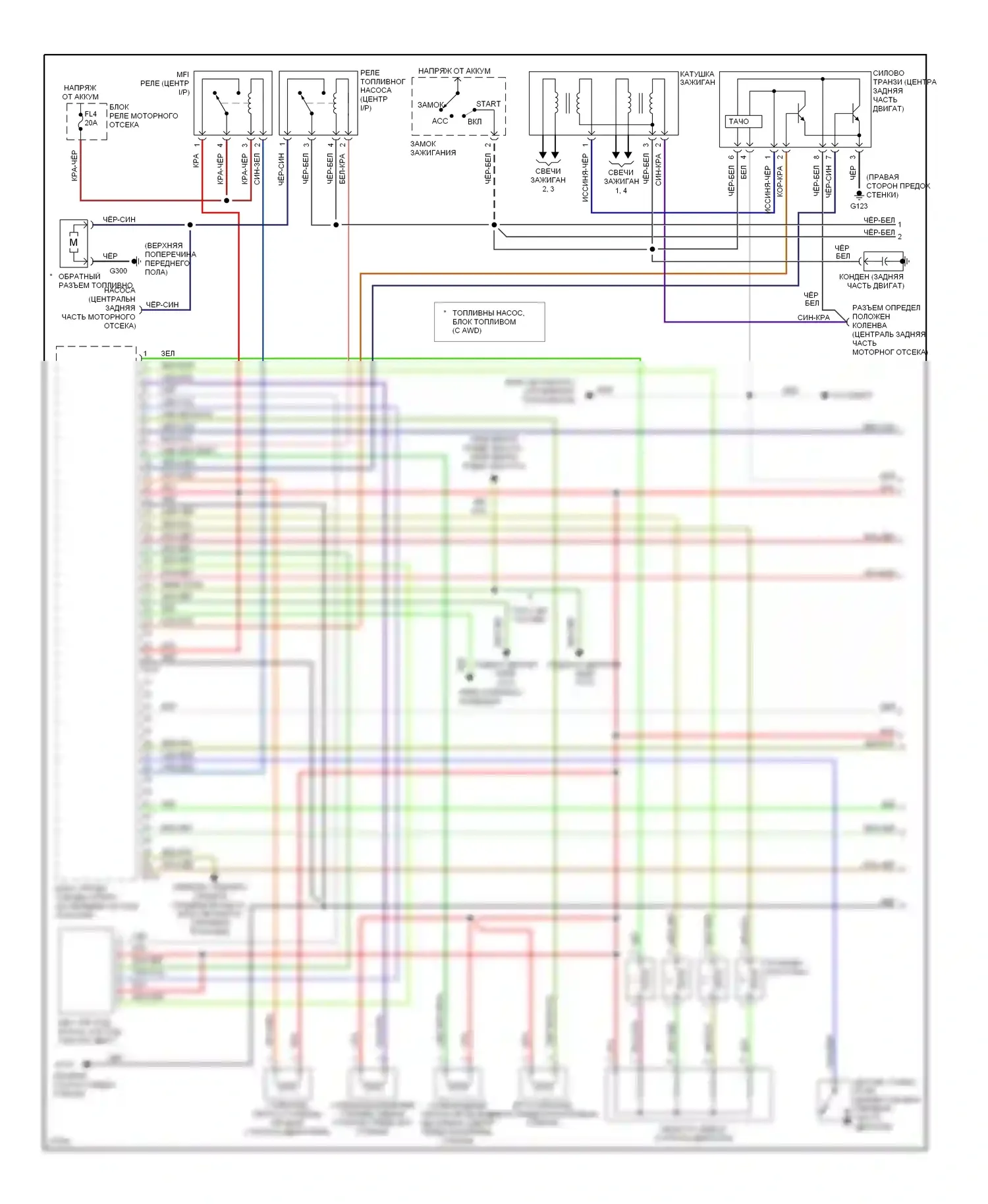 Talon Eagle II (1994-1999): Электросхема двигателя 2.0л турбины (1 из 2) 