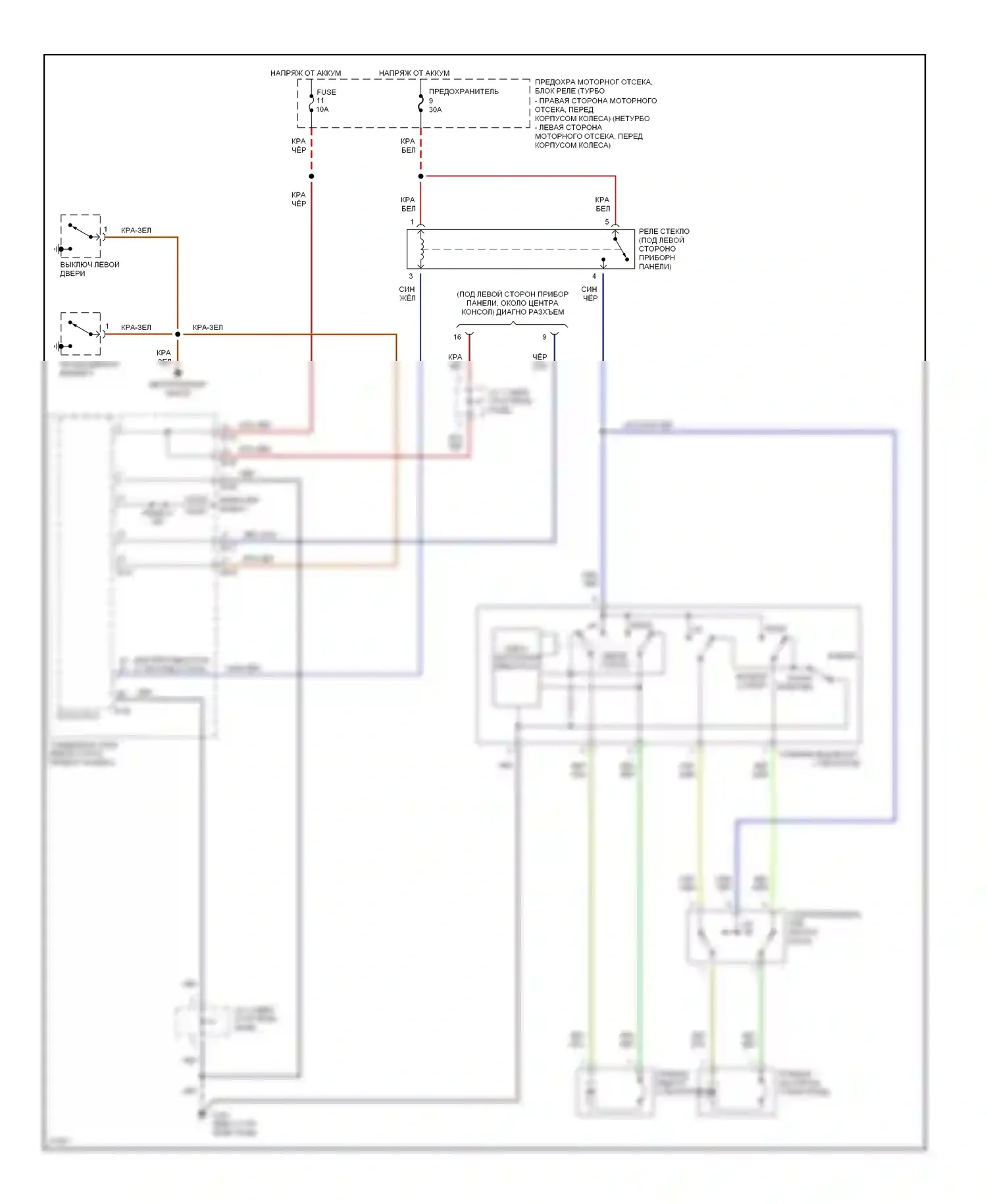 Talon Eagle II (1994-1999): Электросхема стеклоподъемника 