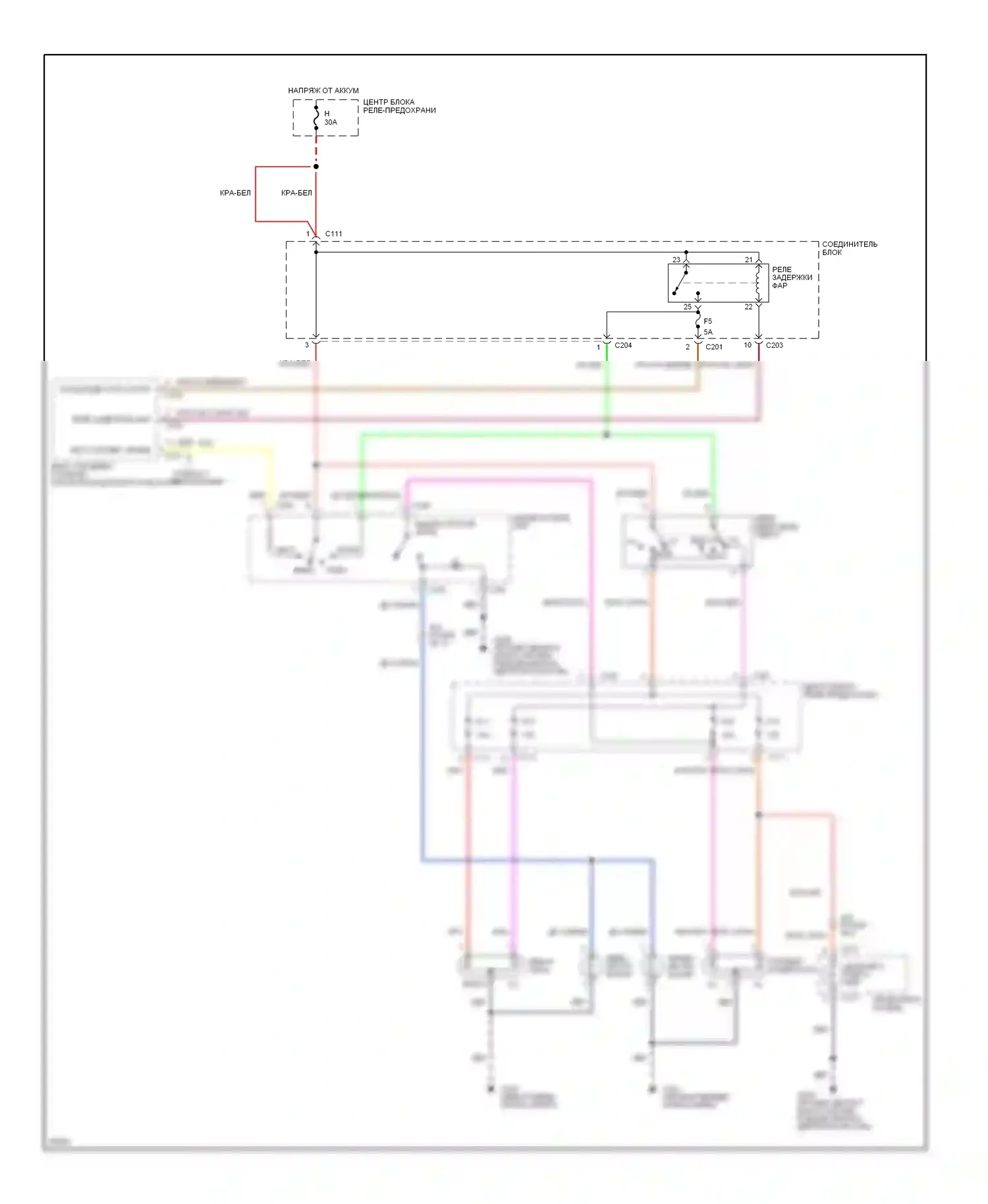 Vision Eagle I (1992-1997): Электросхема фар/противотуманных фар, без дрели 