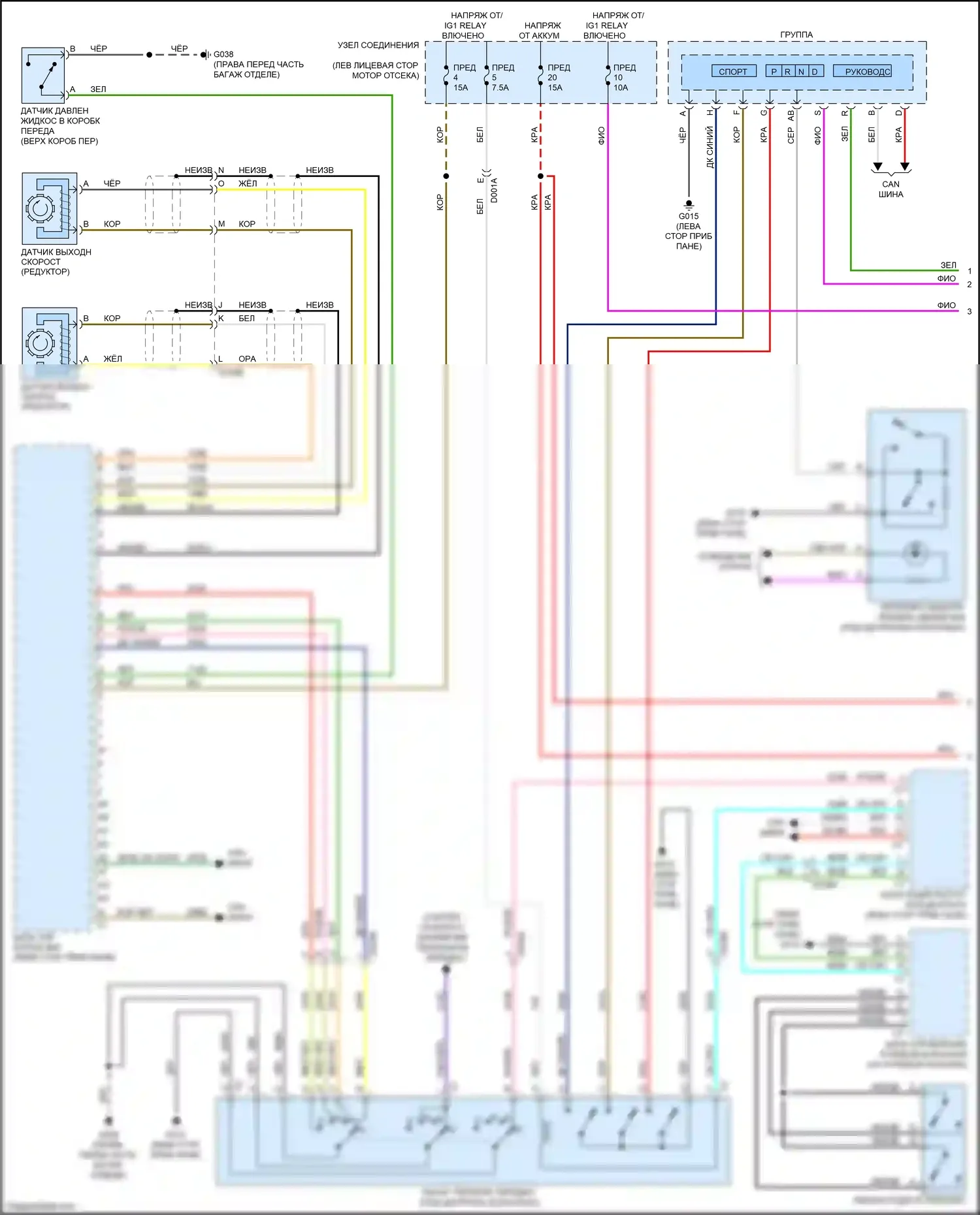 124 Spider FIAT I (2016-2020): Электросхема коробки передач (1 из 2) 