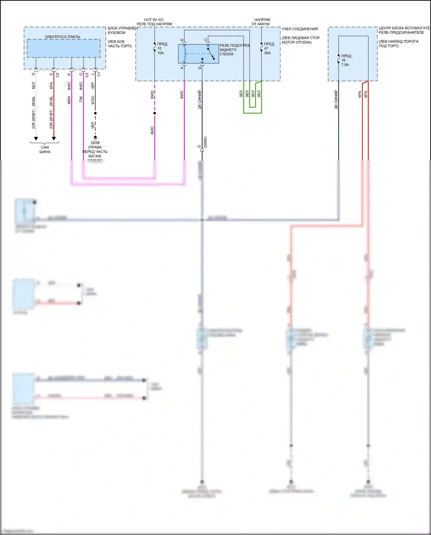 124 Spider FIAT I (2016-2020): Электросхема подогрева стекол 