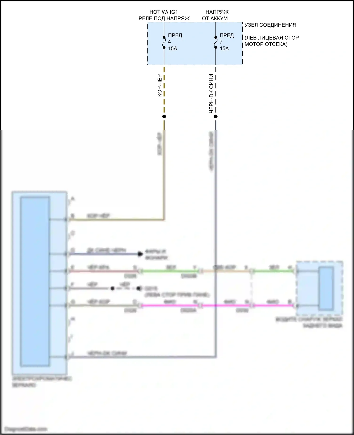 124 Spider FIAT I (2016-2020): Электросхема автоматического дневного/ночного зеркала 