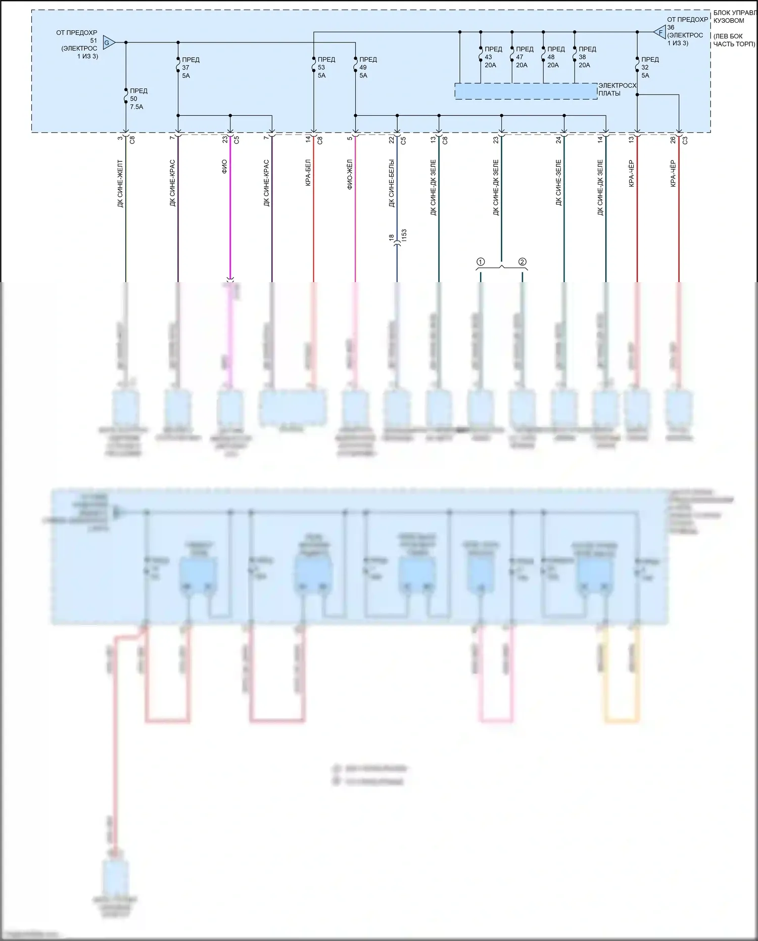 500 FIAT II рестайлинг (2015-2024): Электросхема блока предохранителей реле, кроме электрического (3 из 3) 