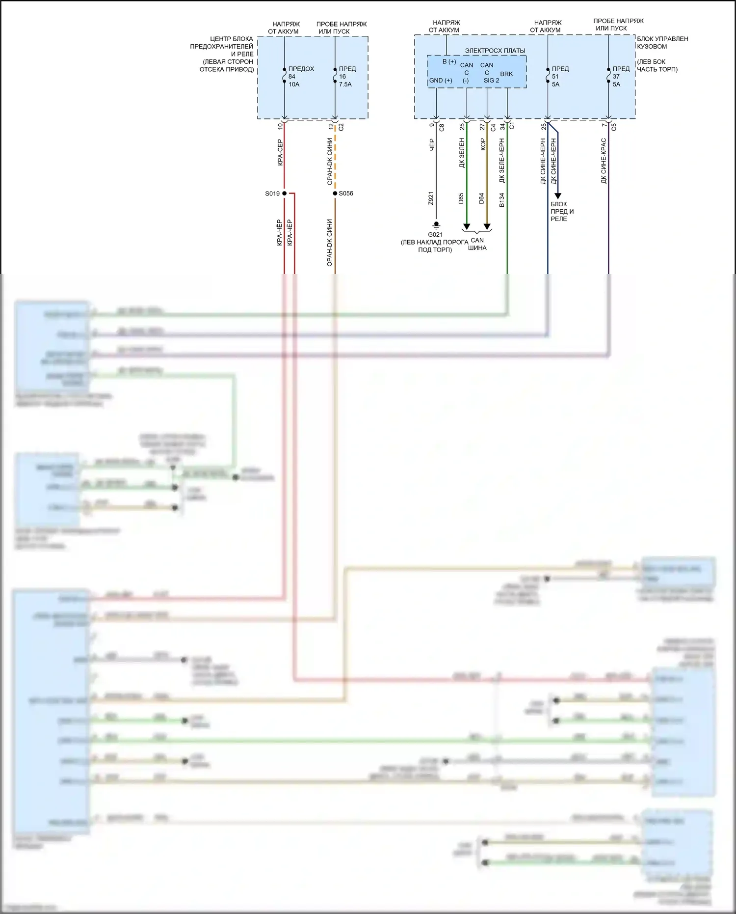 500 FIAT II рестайлинг (2015-2024): Электросхема блокировки селектора, кроме электрической 