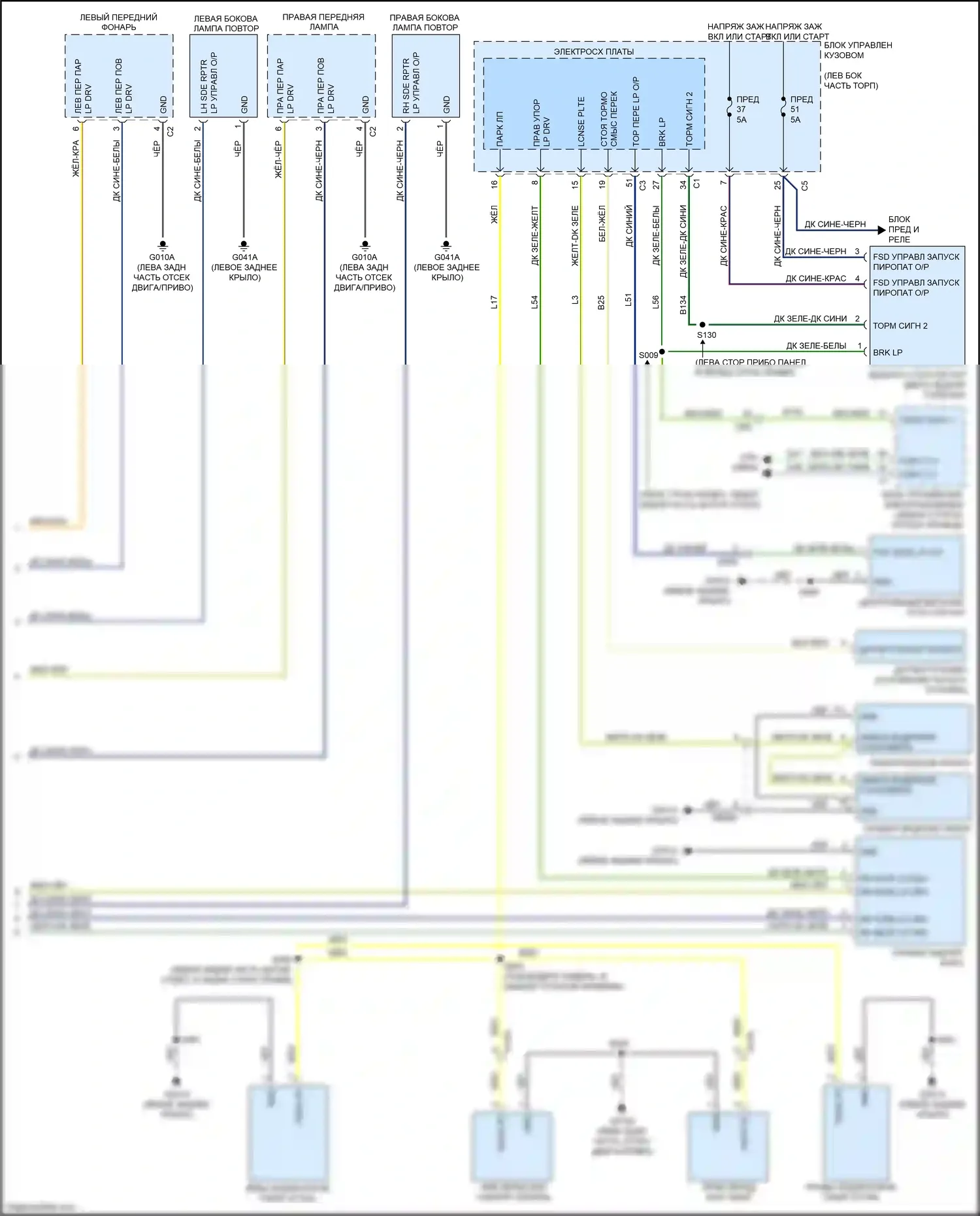 500 FIAT II рестайлинг (2015-2024): Электрическая электросхема фар и фонарей (2 из 2) 