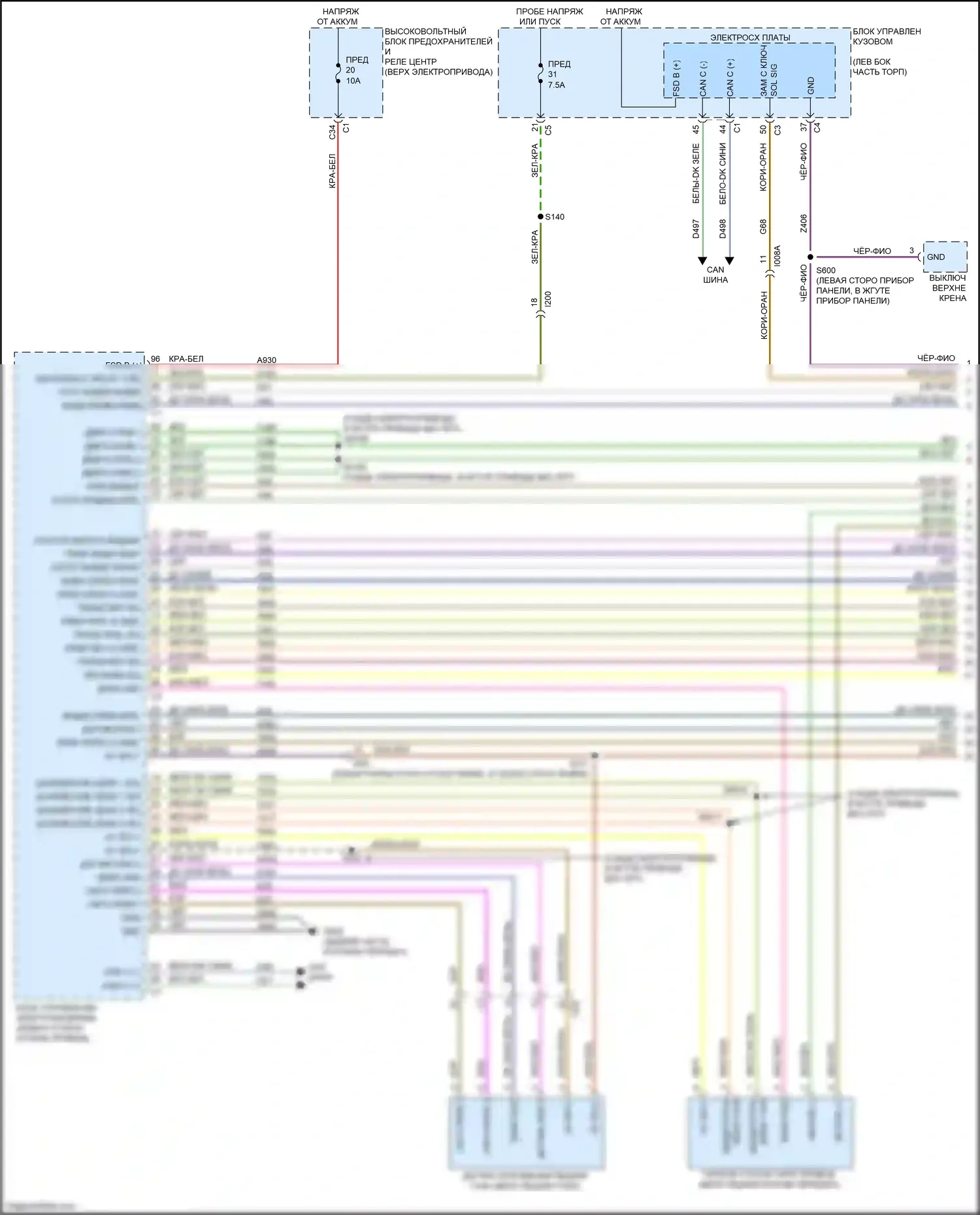 500 FIAT II рестайлинг (2015-2024): Электросхема коробки передач (1 из 2) 