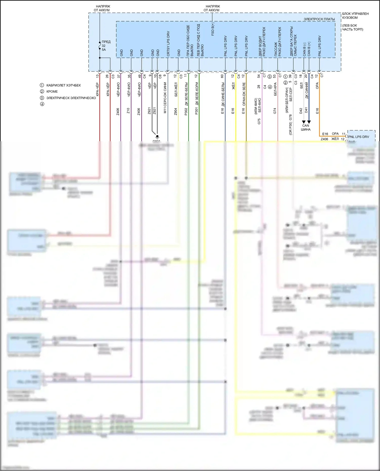 500 FIAT II рестайлинг (2015-2024): Электросхема внутреннего освещения 