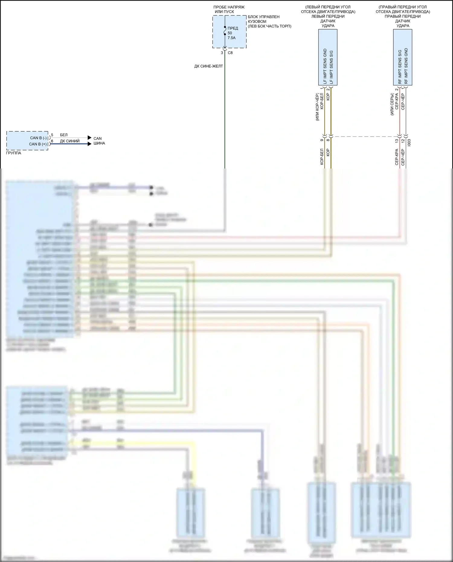 500 FIAT II рестайлинг (2015-2024): Электросхема подушек безопасности (1 из 3) 