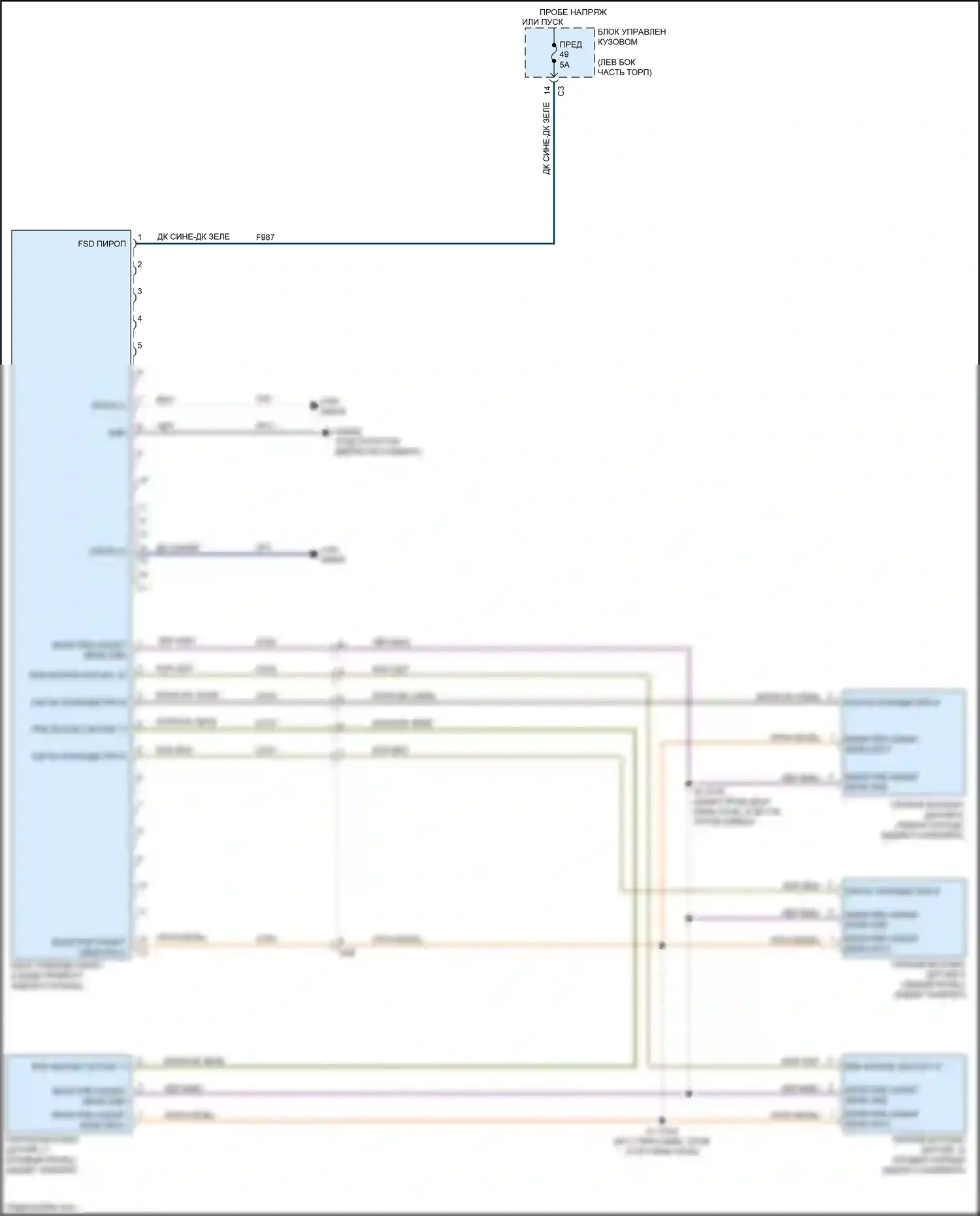 500 FIAT II рестайлинг (2015-2024): Электросхема парктроника 