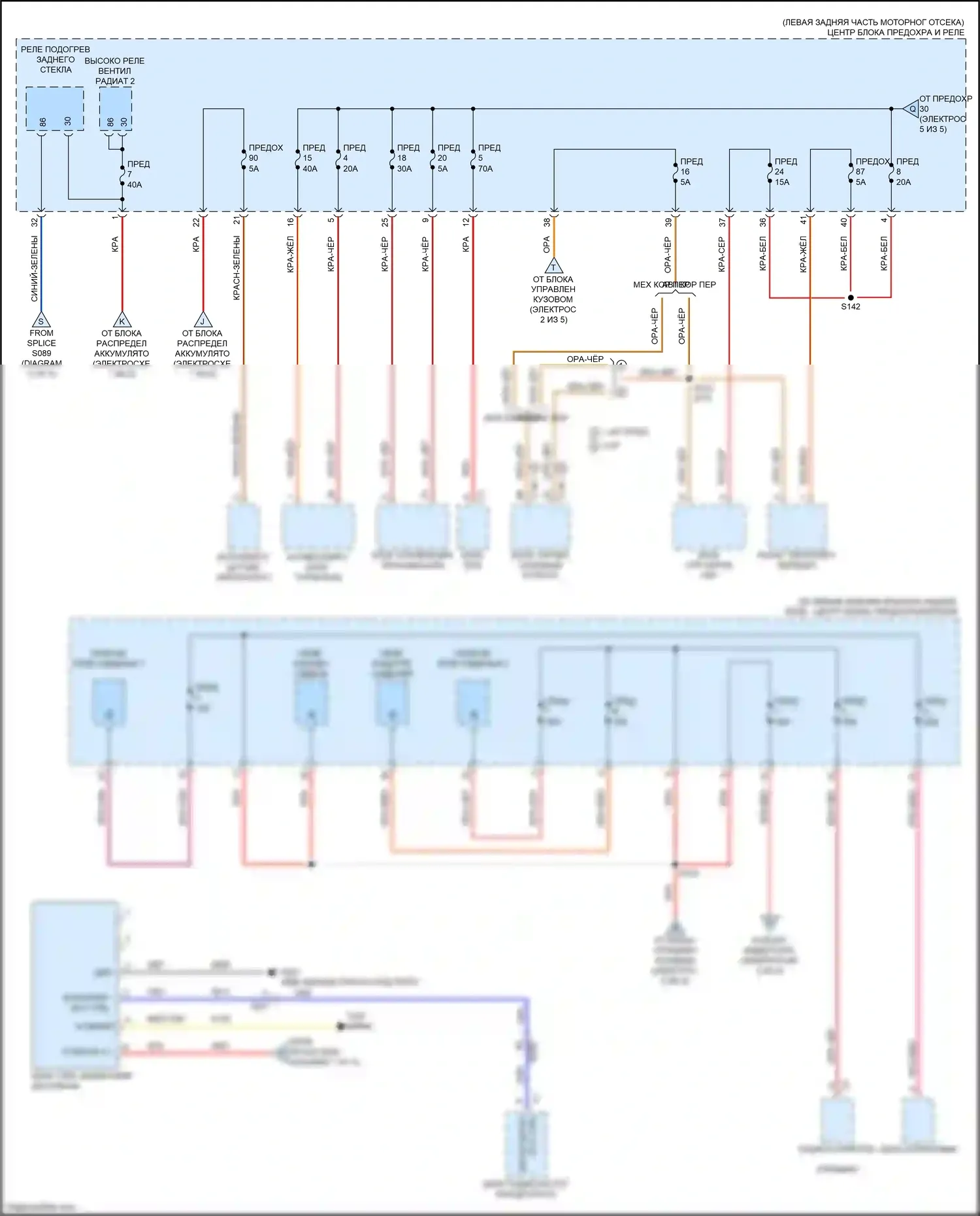 500X FIAT I (2014-2018): Электросхема блока предохранителей реле (4 из 5) 