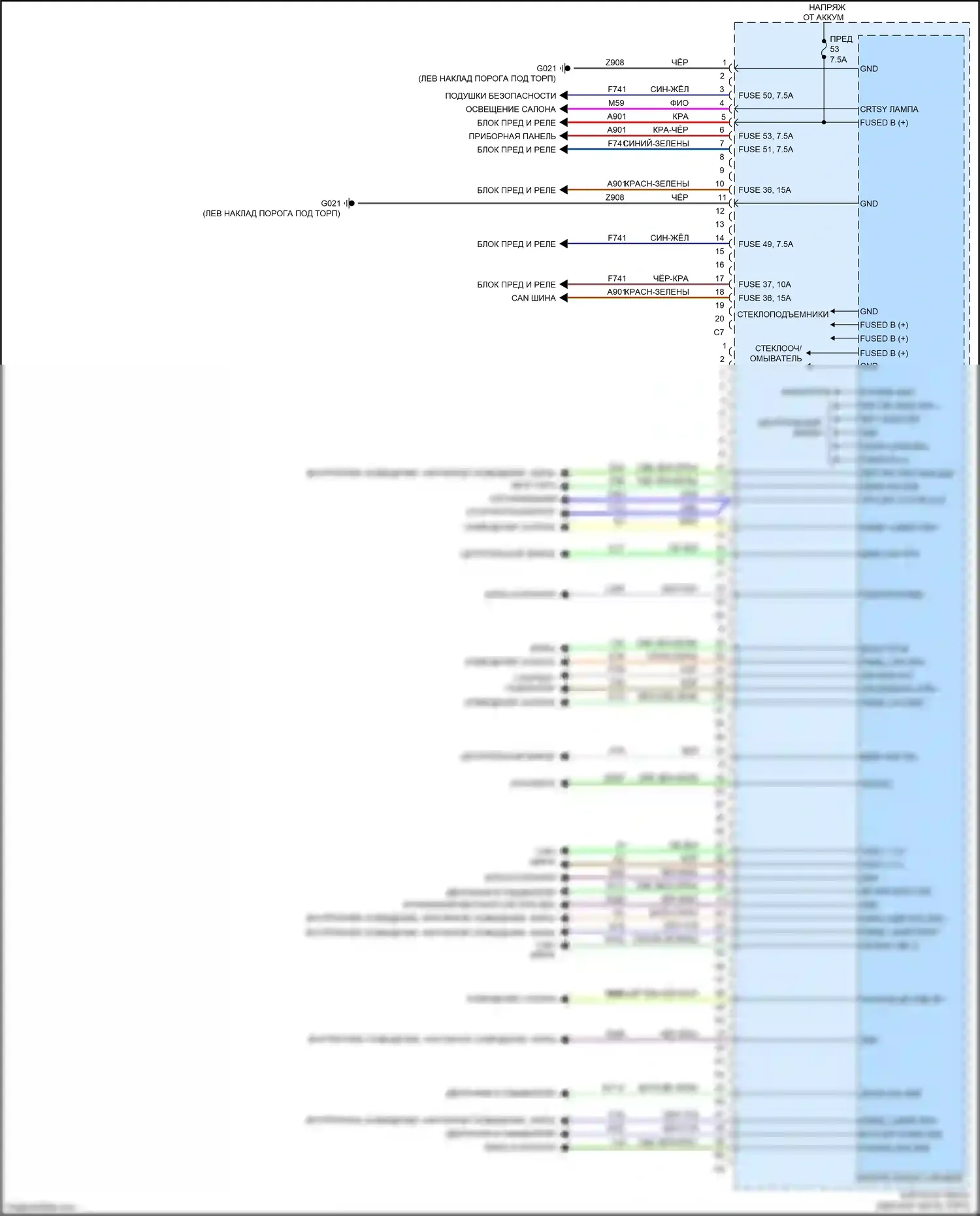 500X FIAT I (2014-2018): Электросхема блоков управления кузовом (3 из 3) 