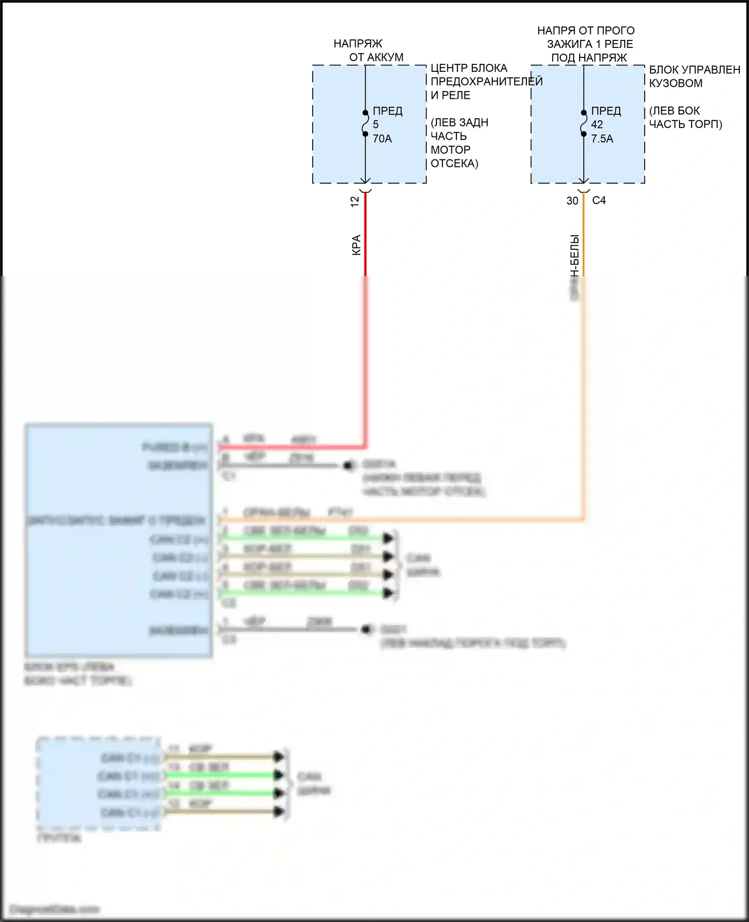 500X FIAT I (2014-2018): Электросхема электроусилителя руля 