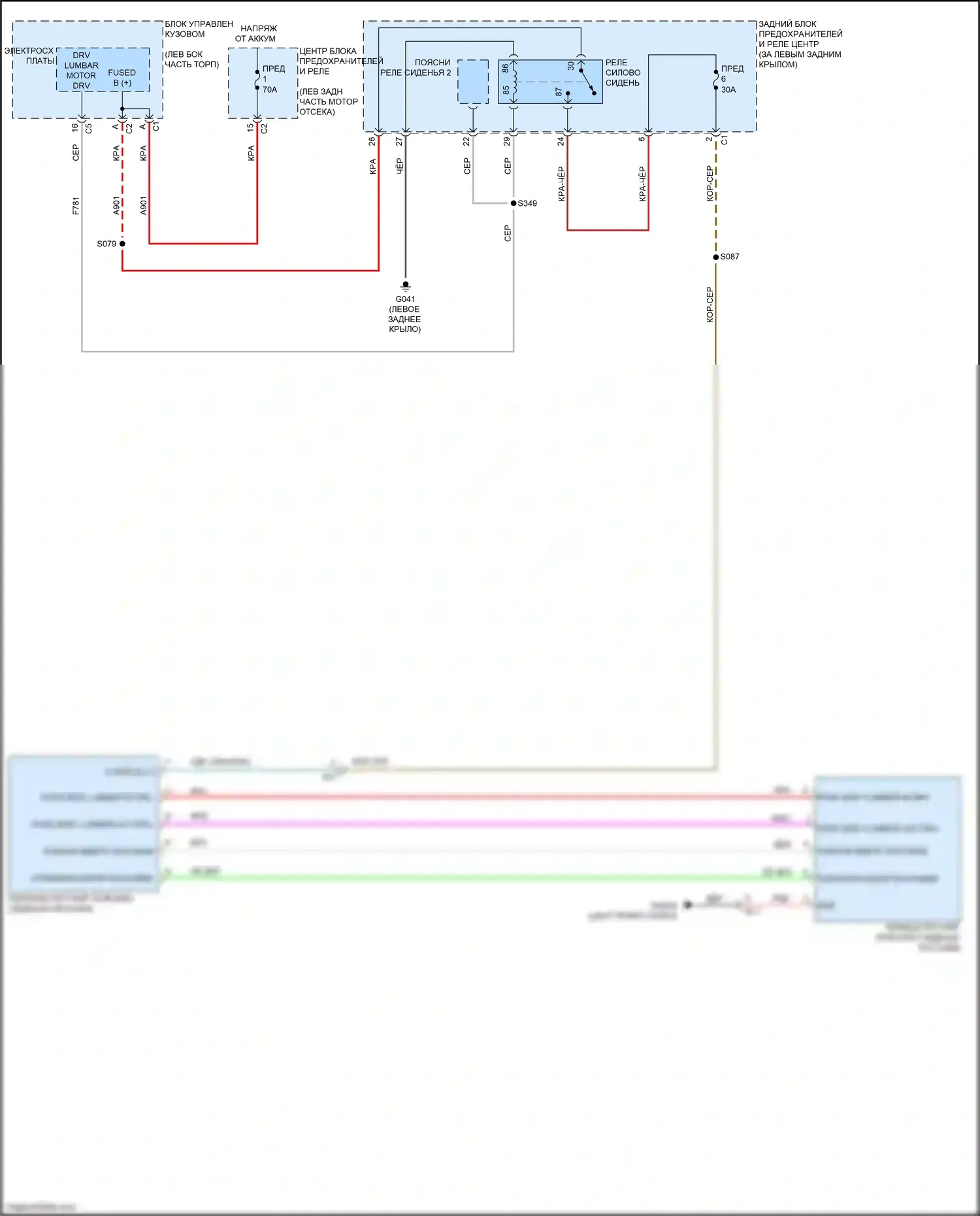 500X FIAT I (2014-2018): Электросхема поясницы пассажира 