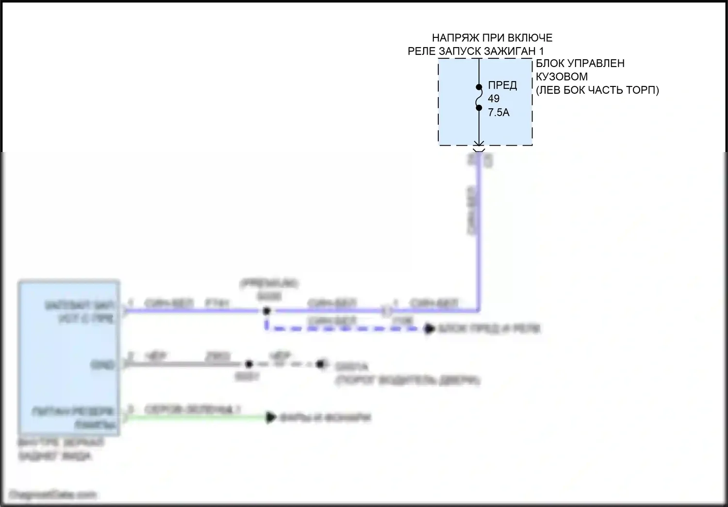 500X FIAT I (2014-2018): Электросхема автоматического дневного/ночного зеркала 