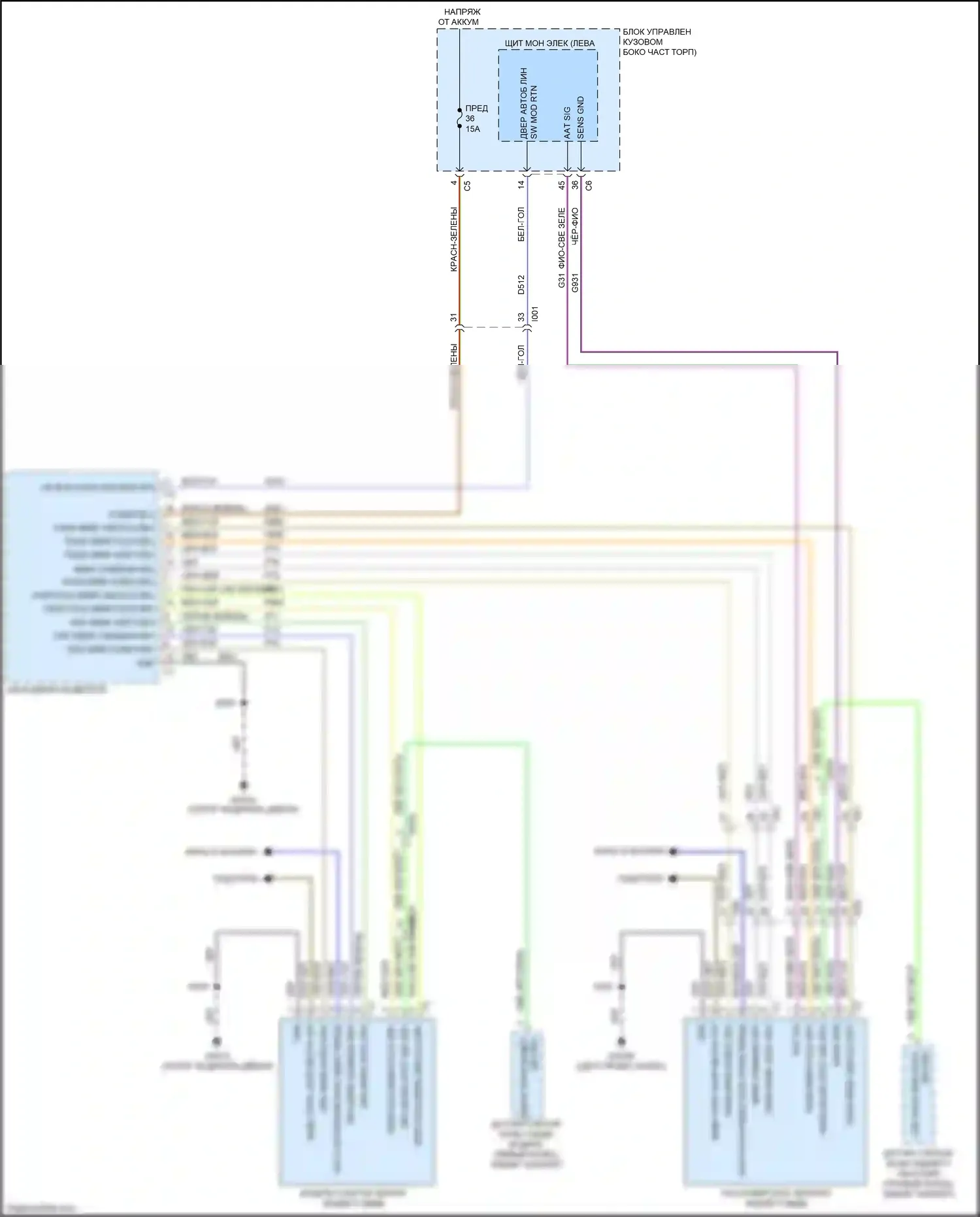 500X FIAT I (2014-2018): Электросхема управления зеркалами заднего вида 
