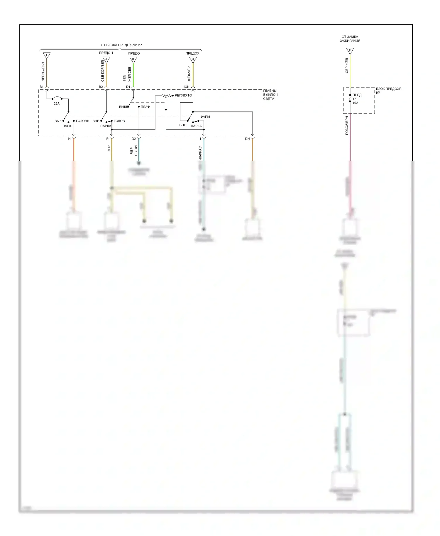 Aerostar Ford I (1986-1997): Электросхема блока предохранителей реле (4 из 4) 