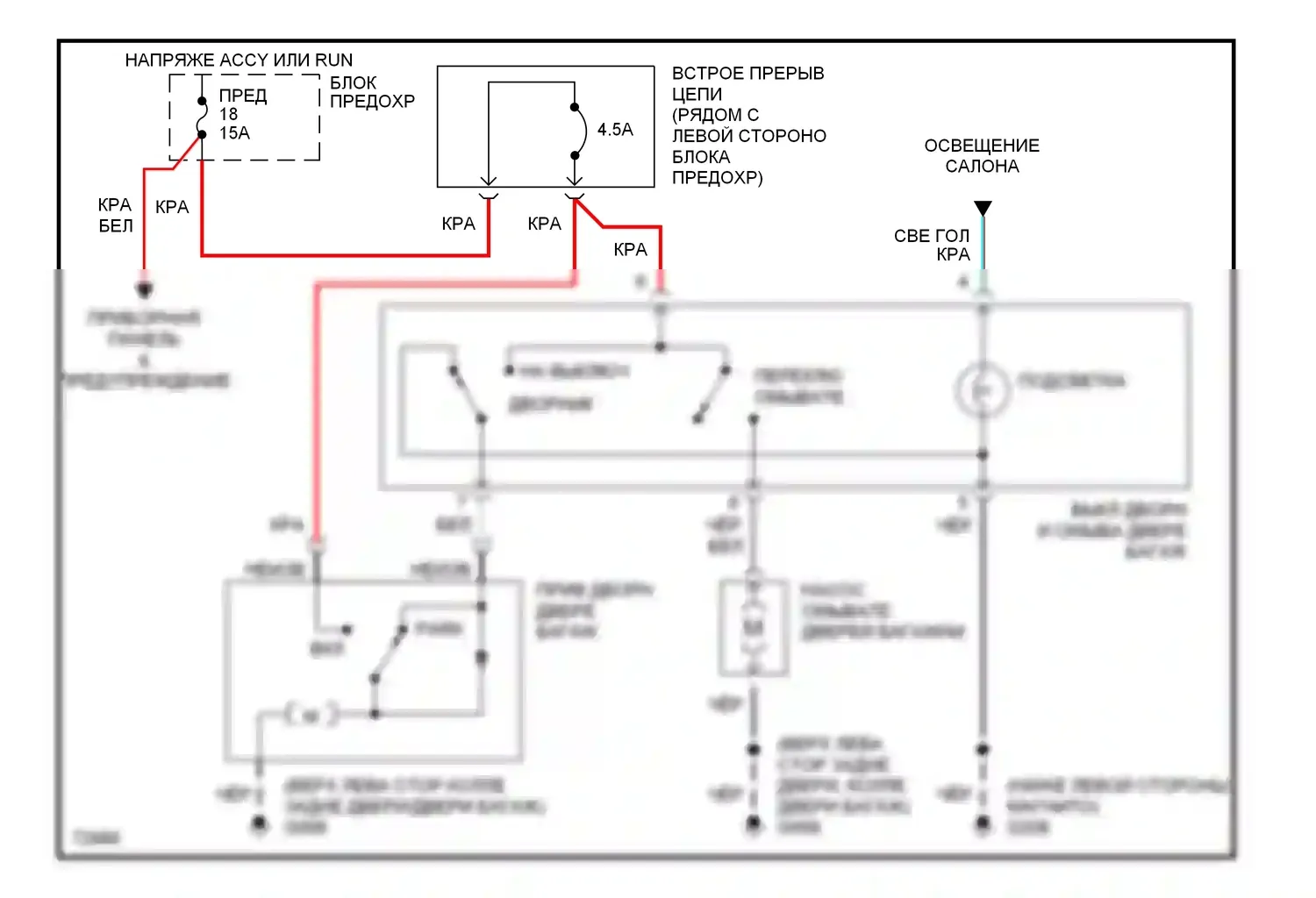 Aerostar Ford I (1986-1997): Электросхема задних дворников и омывателей 