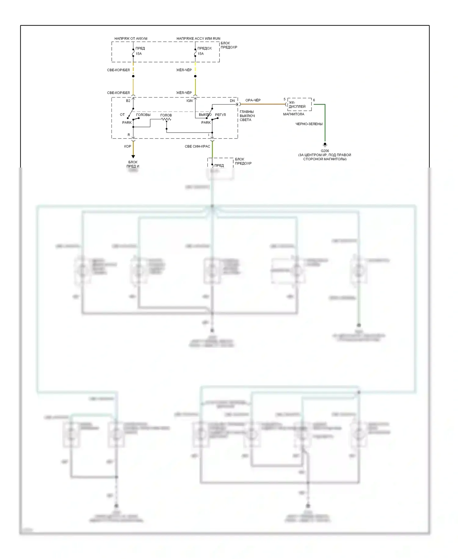 Aerostar Ford I (1986-1997): Электросхема подсветки приборной панели 