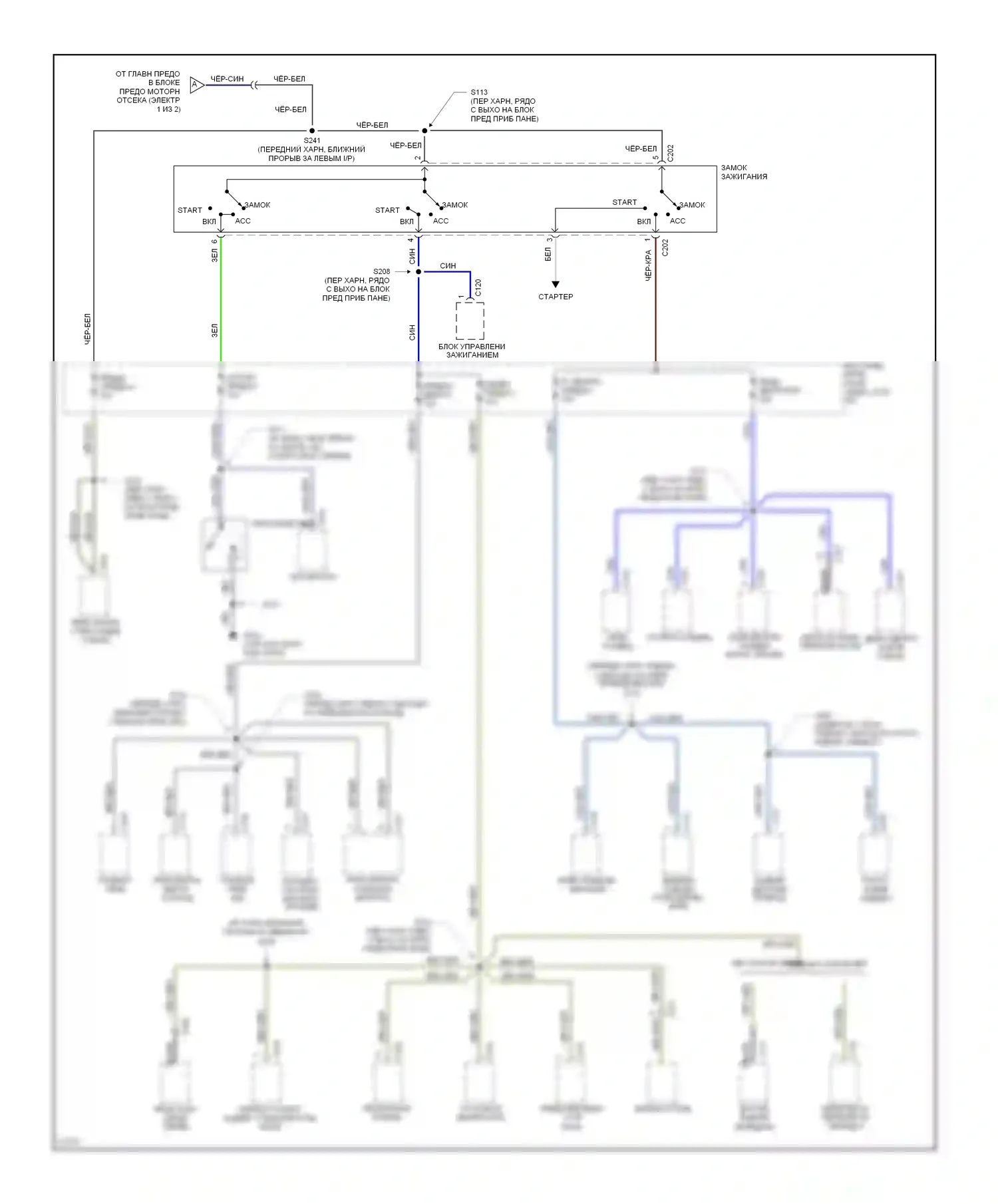 Aspire Ford I (1993-1997): Электросхема блока предохранителей реле (2 из 2) 