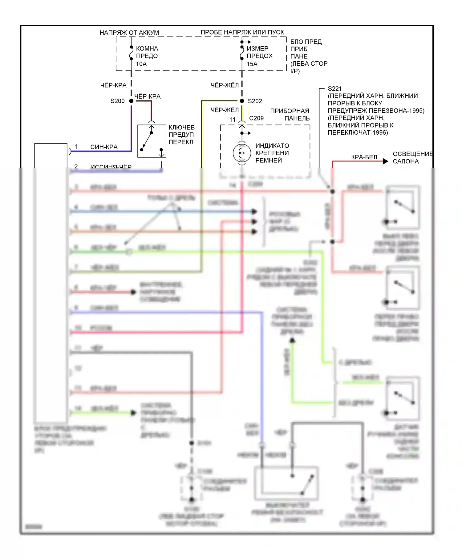 Aspire Ford I (1993-1997): Электросхемы системы оповещения 