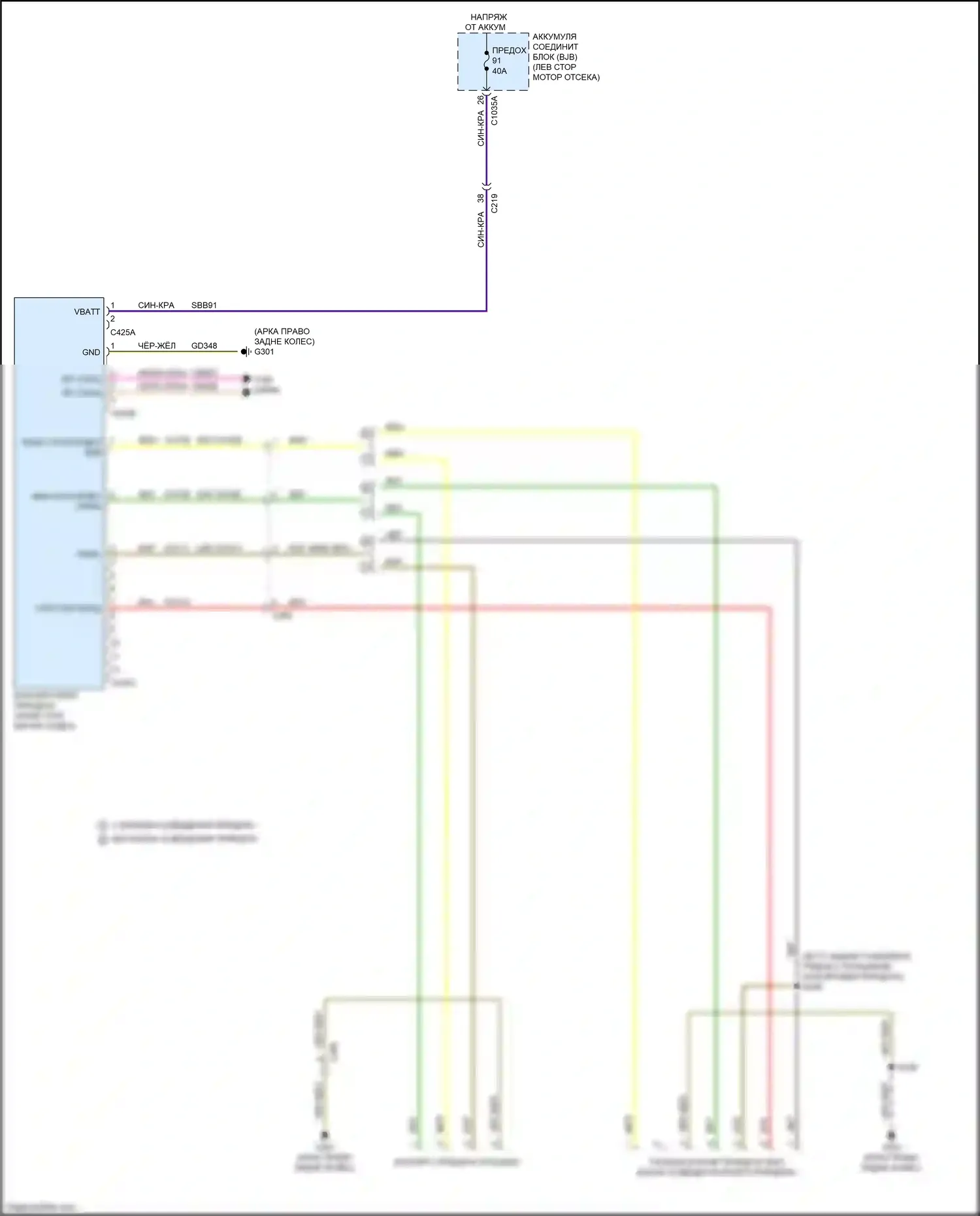 Bronco Sport Ford I (2020-2024): Электросхема адаптера прицепа/кемпера 