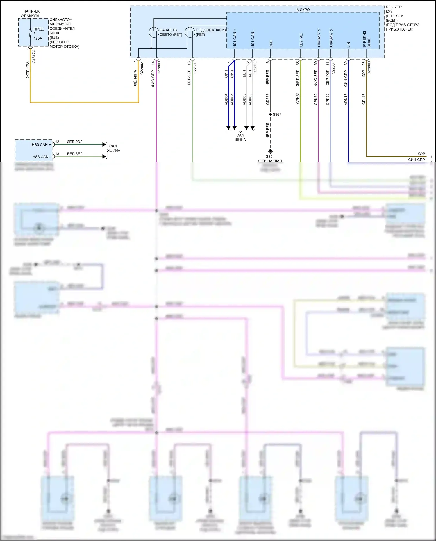 Bronco Sport Ford I (2020-2024): Электросхема подсветки приборной панели (1 из 3) 