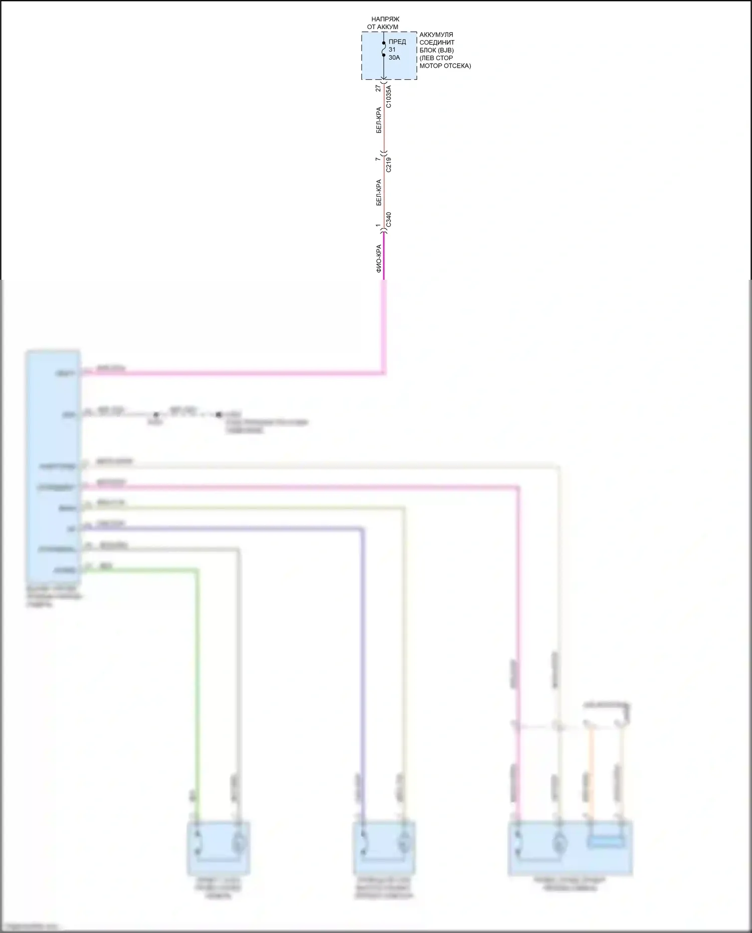 Bronco Sport Ford I (2020-2024): Электросхема сиденья питания для пассажиров 