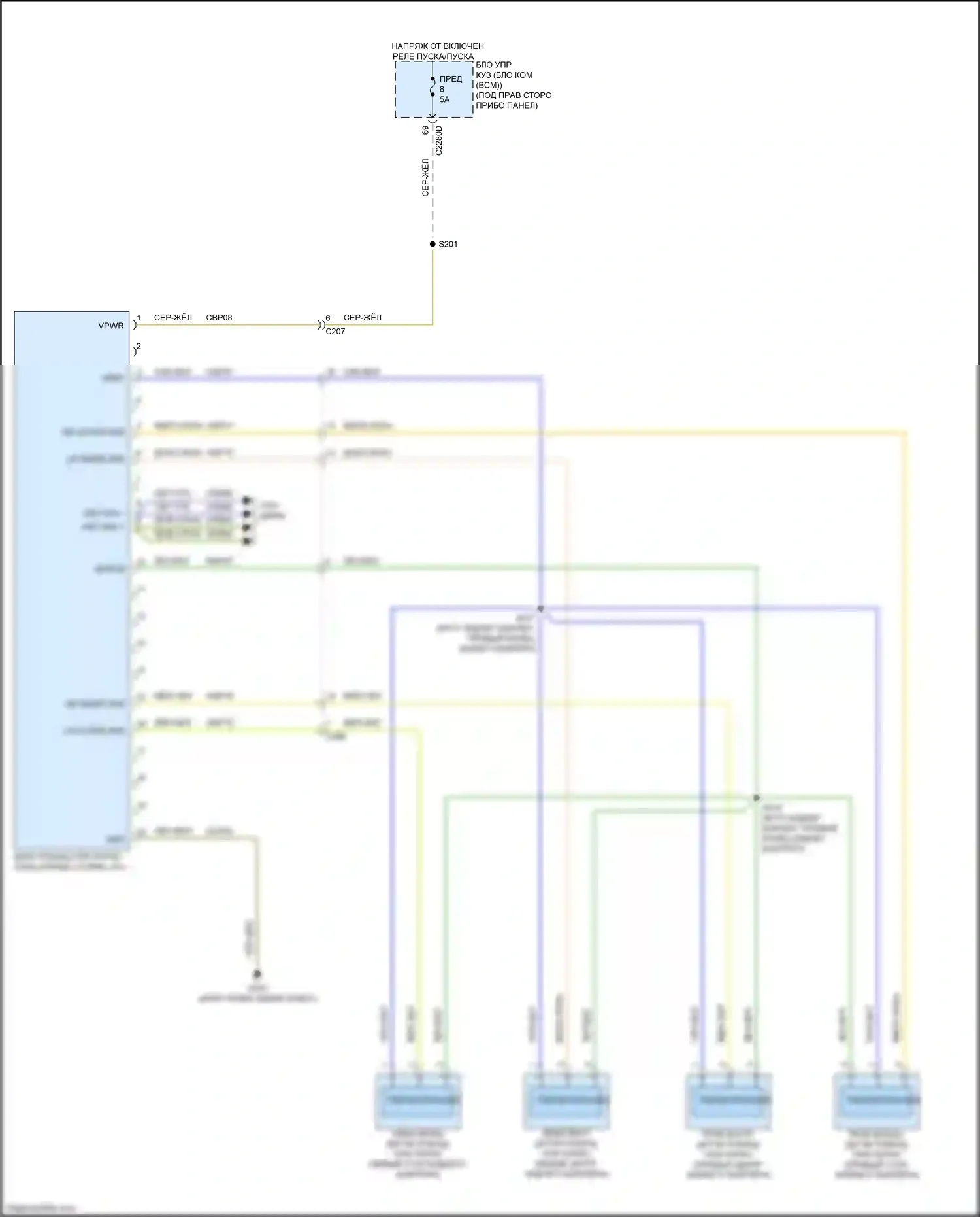 Bronco Sport Ford I (2020-2024): Электросхема парктроника 