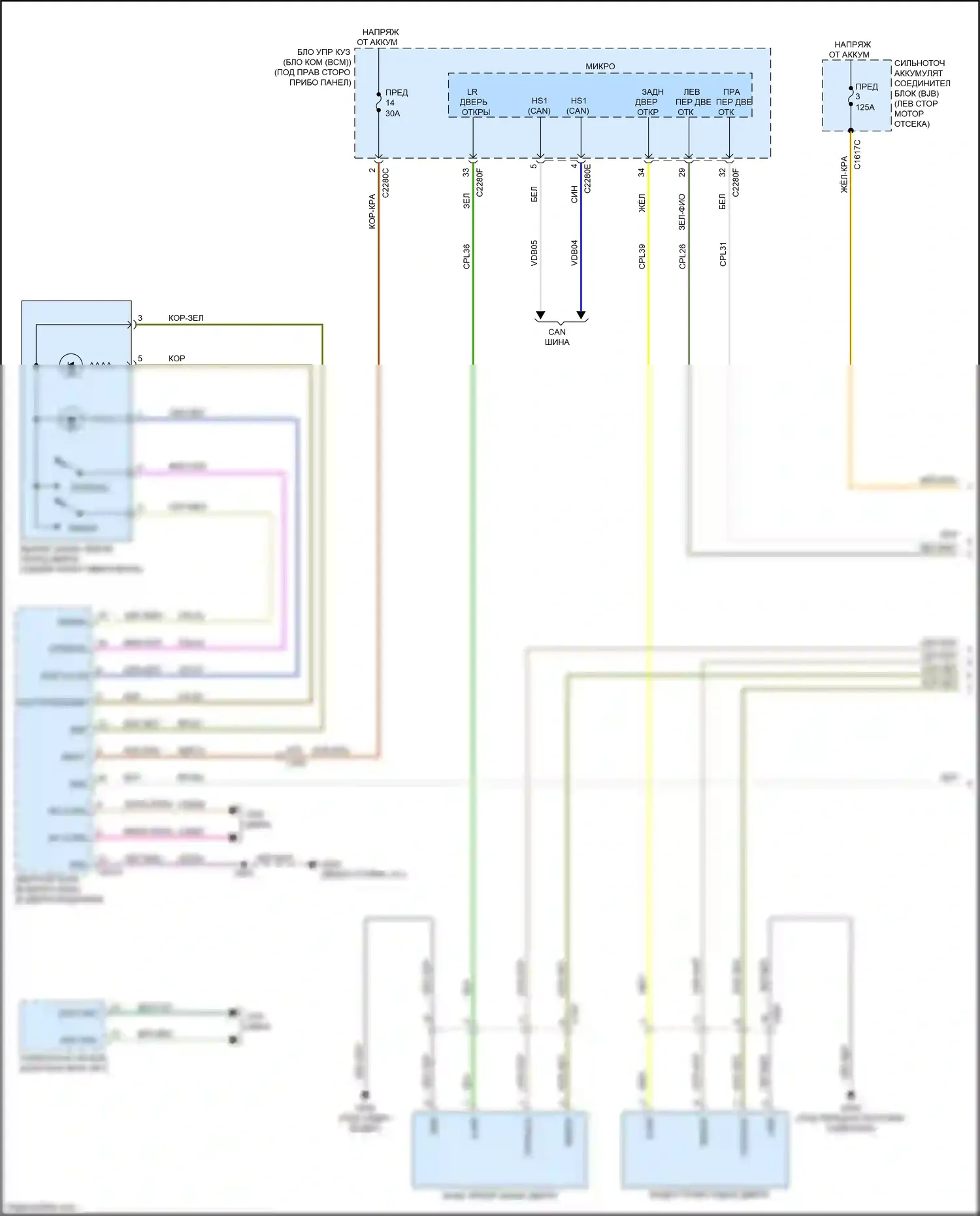 Bronco Sport Ford I (2020-2024): Электросхема центрального замка (1 из 6) 