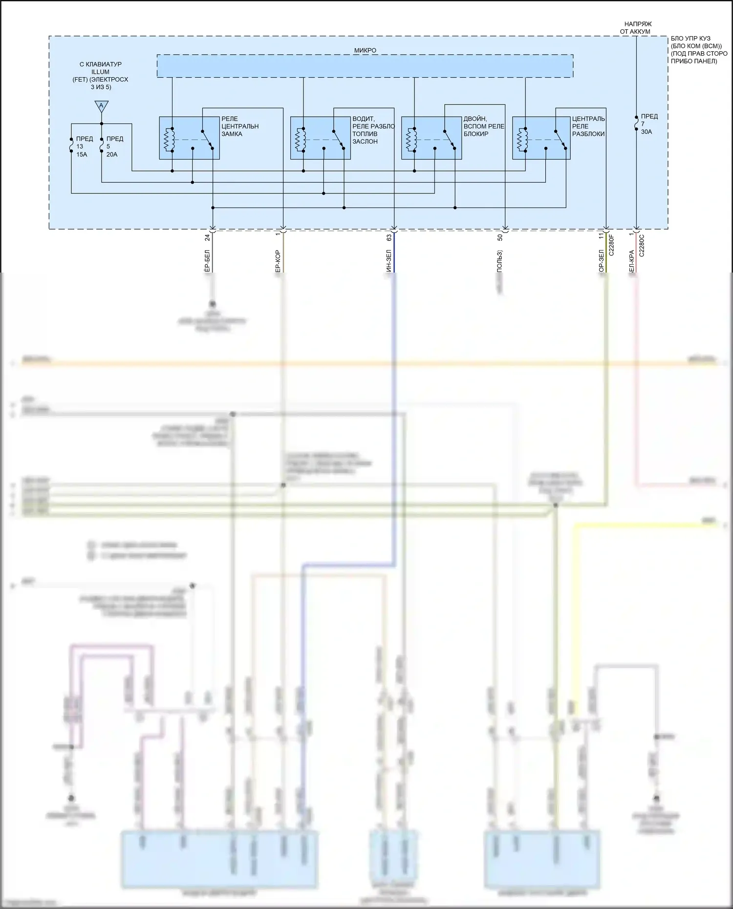 Bronco Sport Ford I (2020-2024): Электросхема центрального замка (2 из 6) 