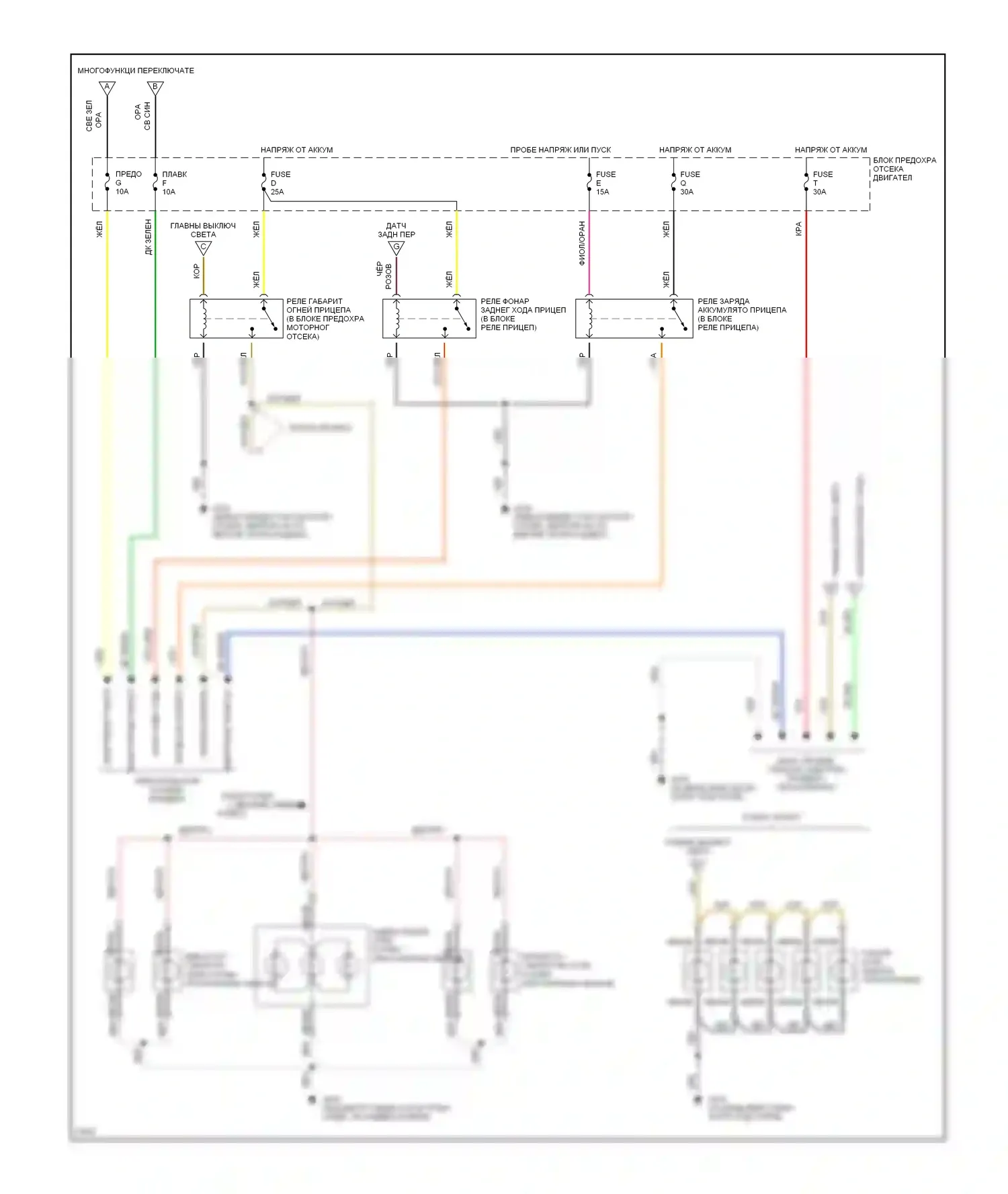Bronco Ford V (1992-1996): Электросхема фар и фонарей (2 из 2) 