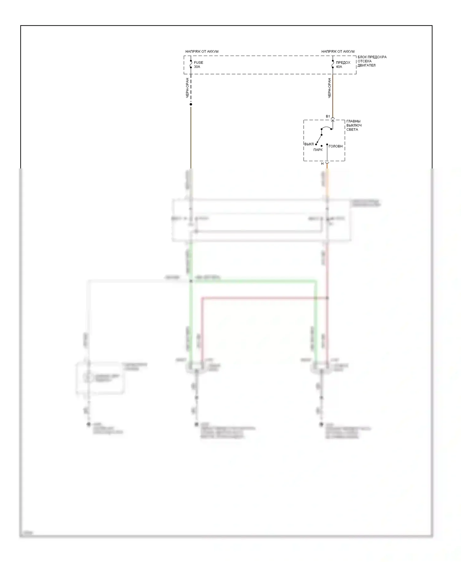 Bronco Ford V (1992-1996): Электросхема фар 