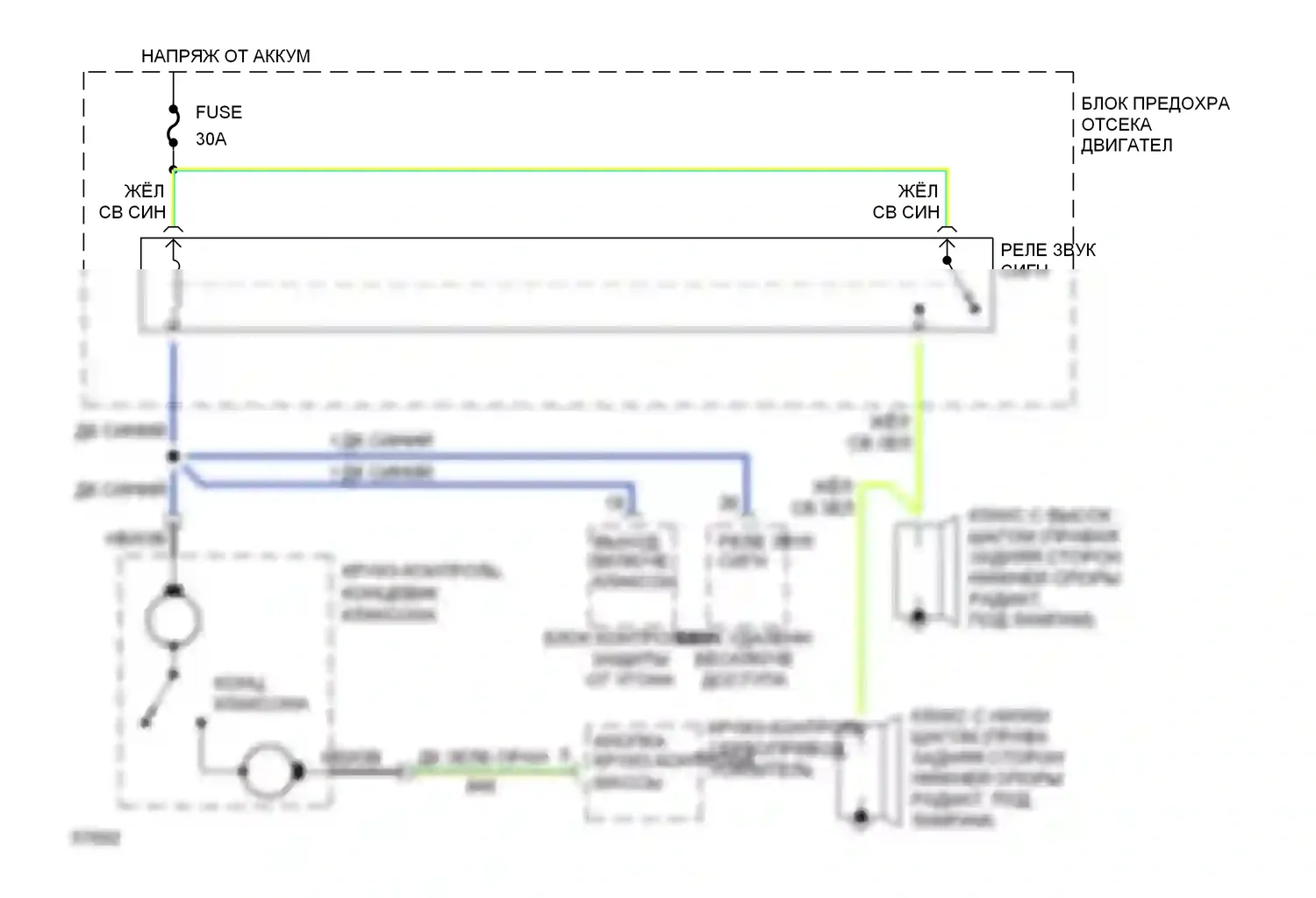 Bronco Ford V (1992-1996): Электросхема клаксона 