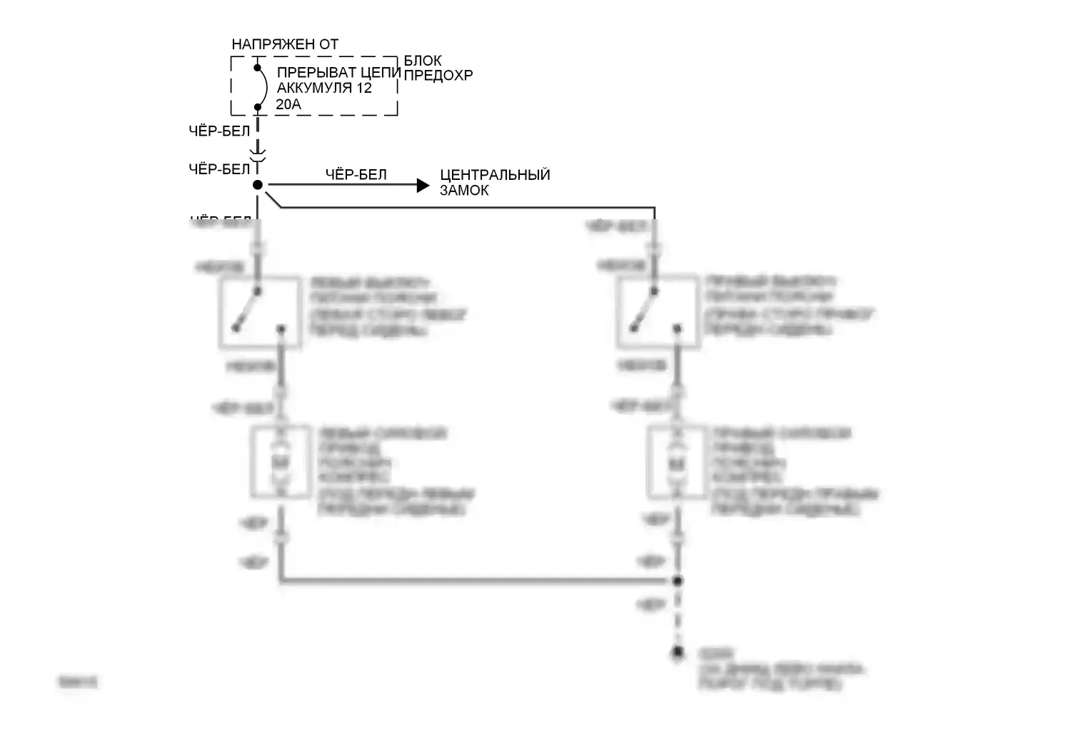 Bronco Ford V (1992-1996): Поясничная электросхема, с капитанскими креслами 