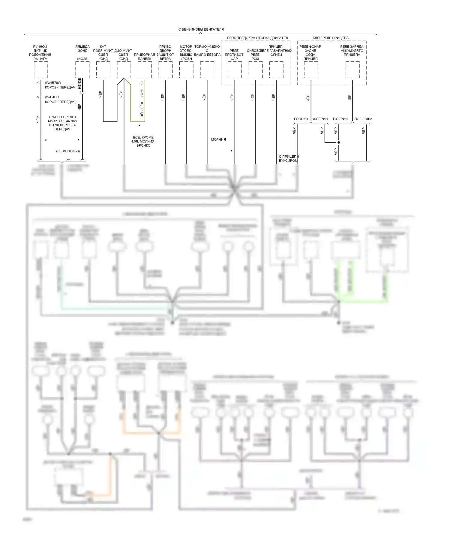 Bronco Ford V (1992-1996): Электросхема точек подключения масс (4 из 4) 