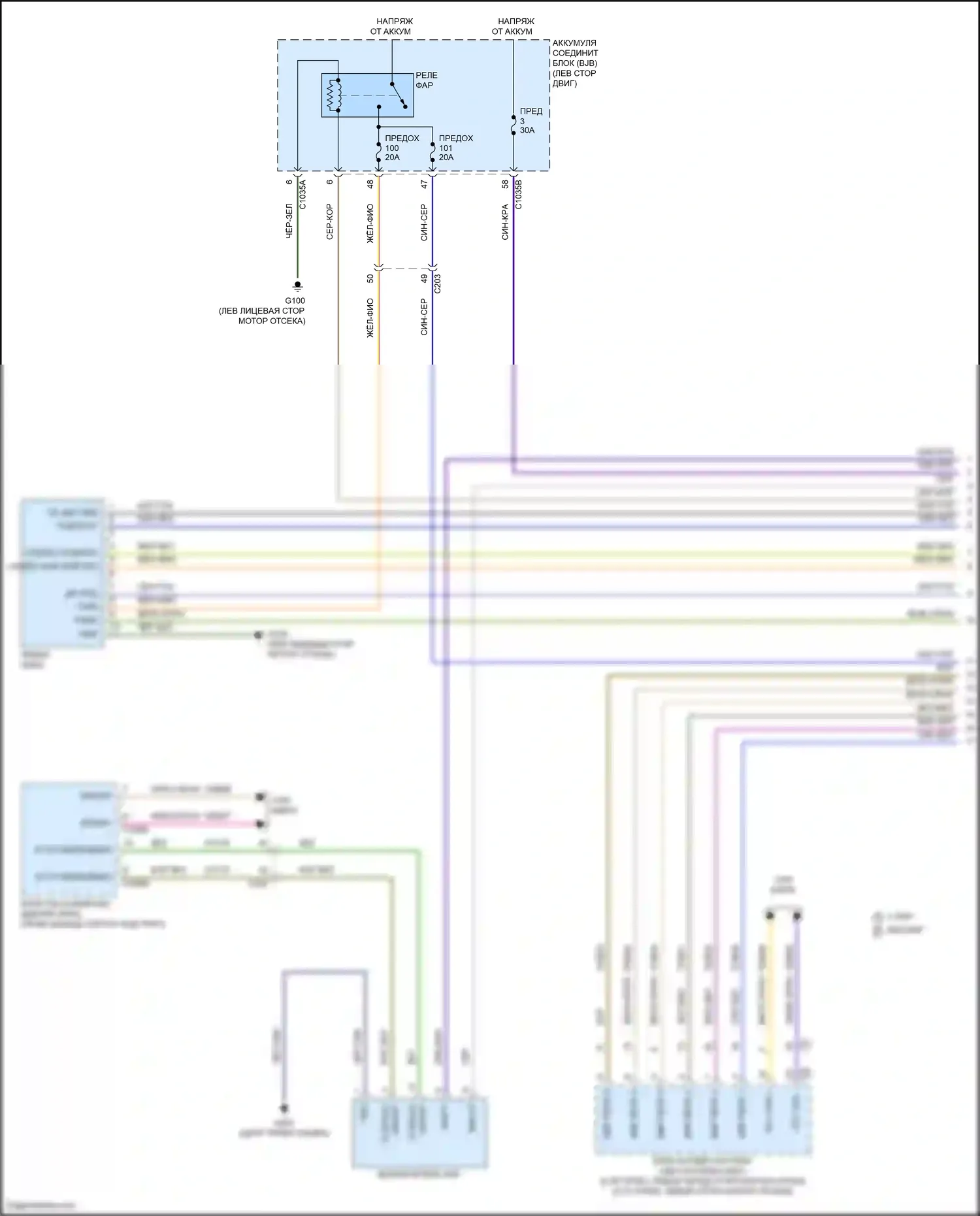 Bronco Ford VI (2020-2024): Электросхема фар (1 из 3) 