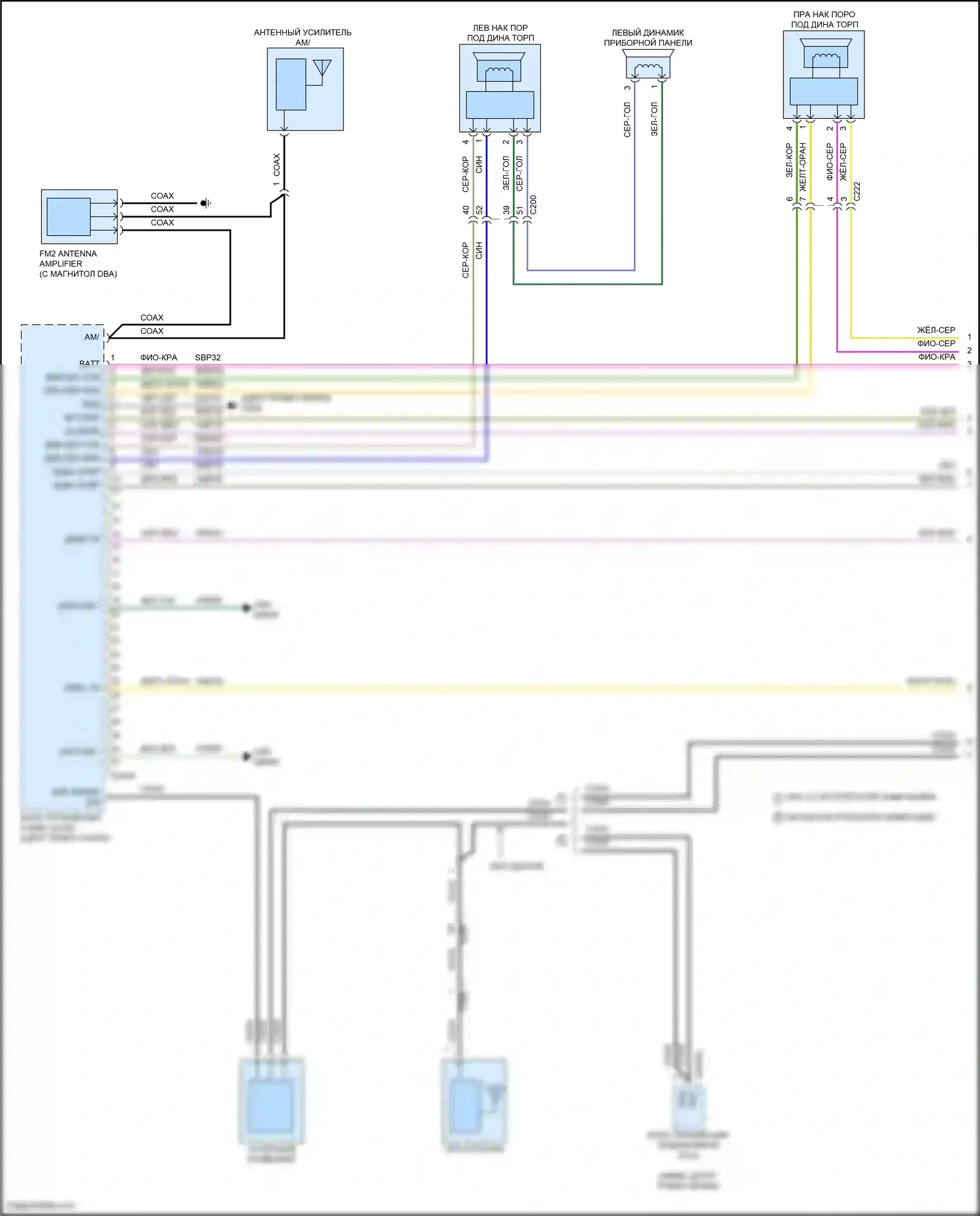Bronco Ford VI (2020-2024): Электросхема магнитолы, 6 динамиков (1 из 4) 