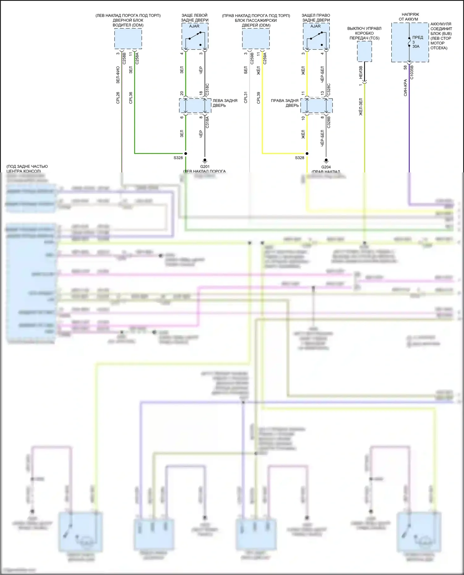 Bronco Ford VI (2020-2024): Электросхема освещения салона (1 из 2) 