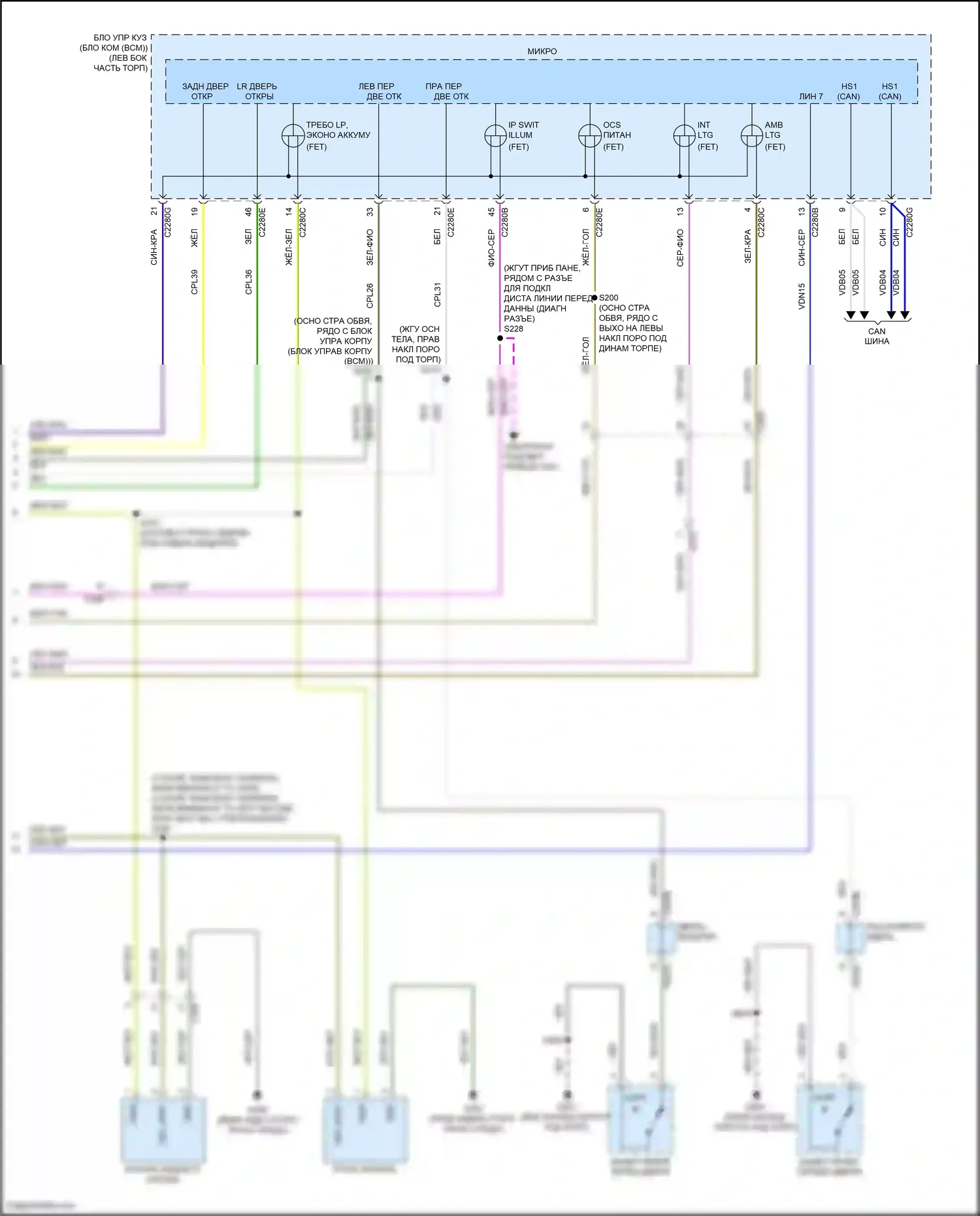 Bronco Ford VI (2020-2024): Электросхема освещения салона (2 из 2) 