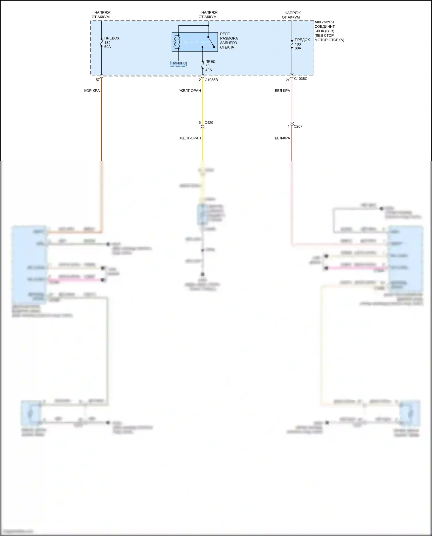 Bronco Ford VI (2020-2024): Электросхема подогрева стекол 
