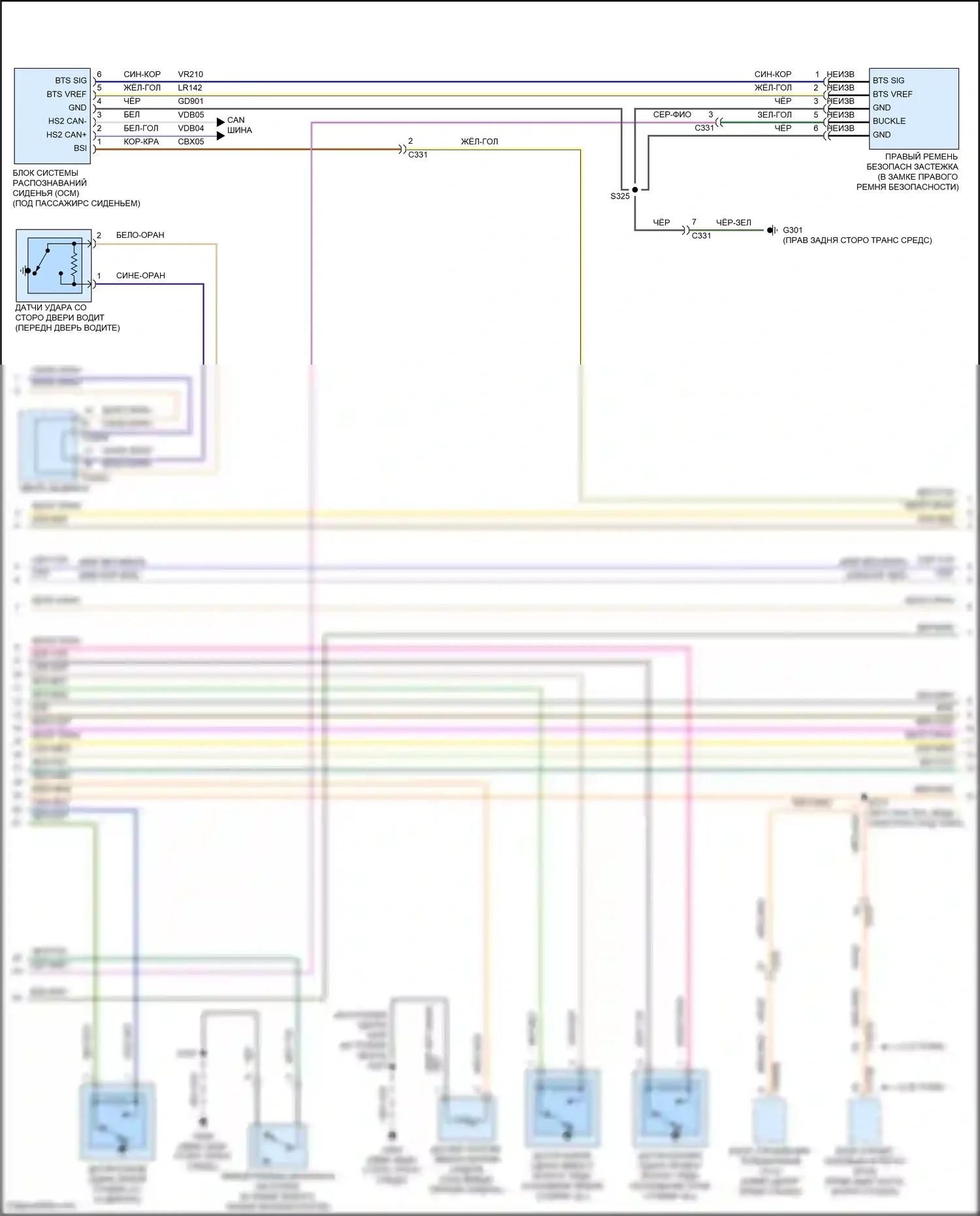 Bronco Ford VI (2020-2024): Электросхема подушек безопасности (2 из 4) 